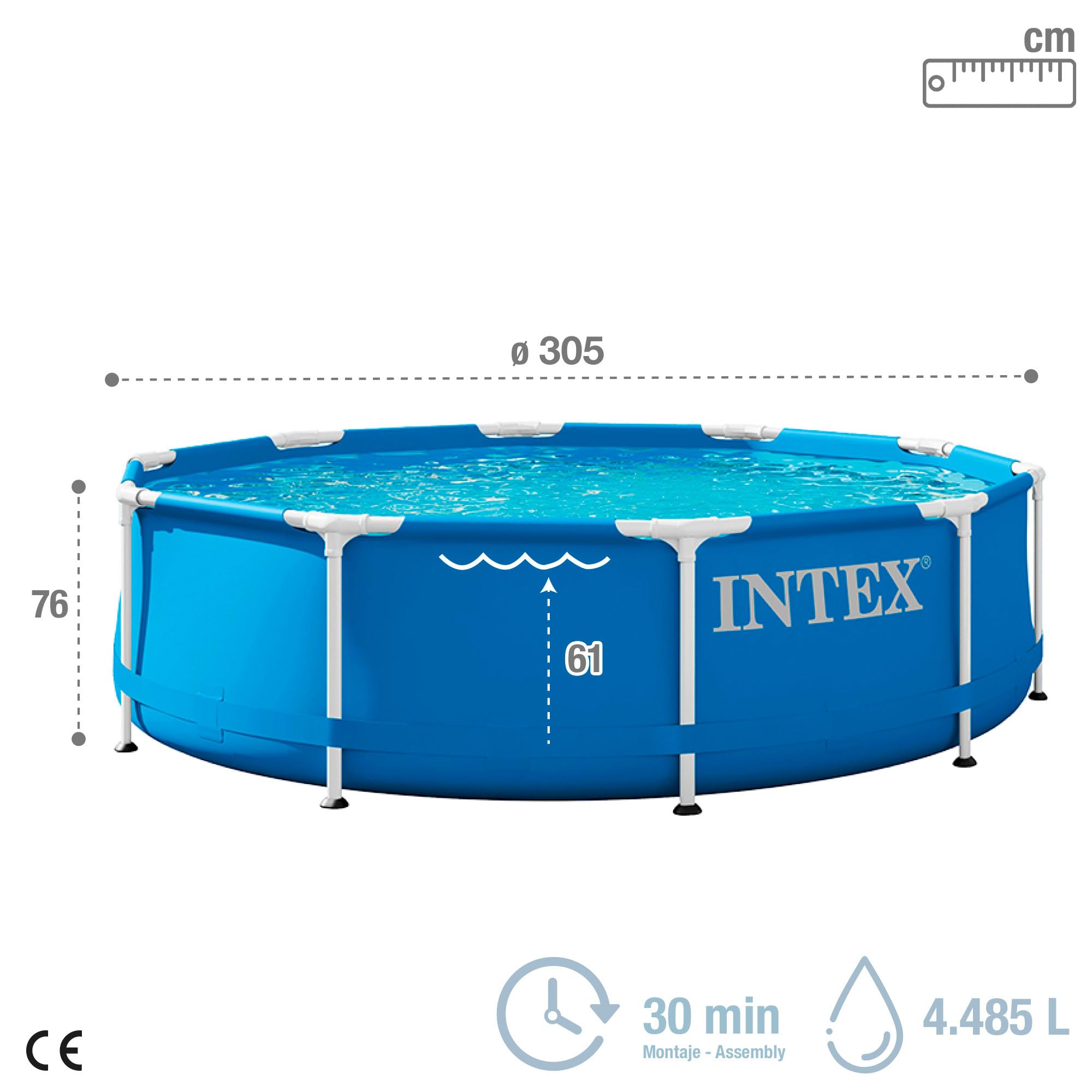 Intex 28200NP Aufstellpool Metal Frame Rund 305x76 cm 4485 L Stahl PVC Blau