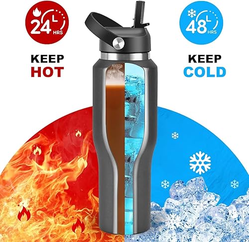 Miniatura 3 de SENDESTAR Botella de agua de acero inoxidable de 40 onzas (fría durante 48 horas, caliente durante 24 horas), botella aislada al vacío de doble