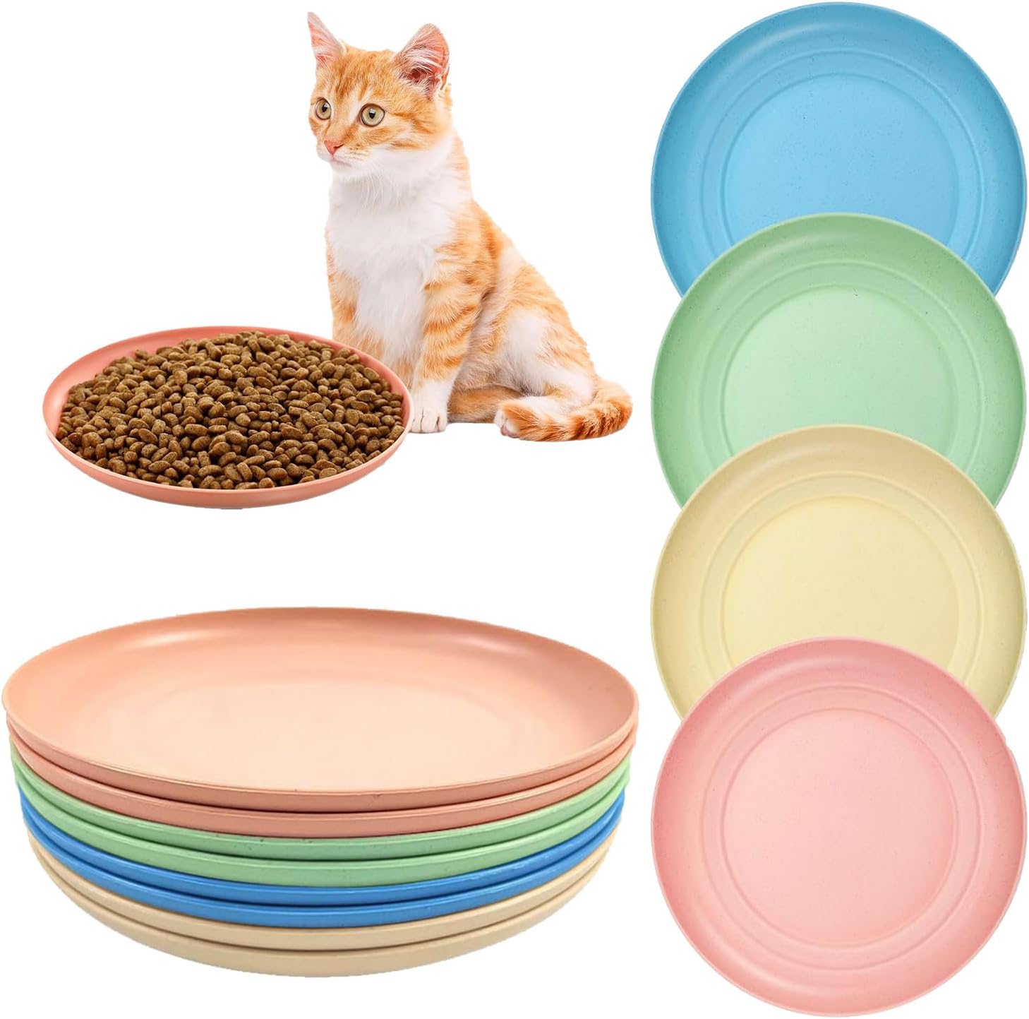 Gjinxi Katzennäpfe 5er Set - Schnurrhaarfreundliche Flache Näpfe Aus Edelstahl | 15cm Durchmesser