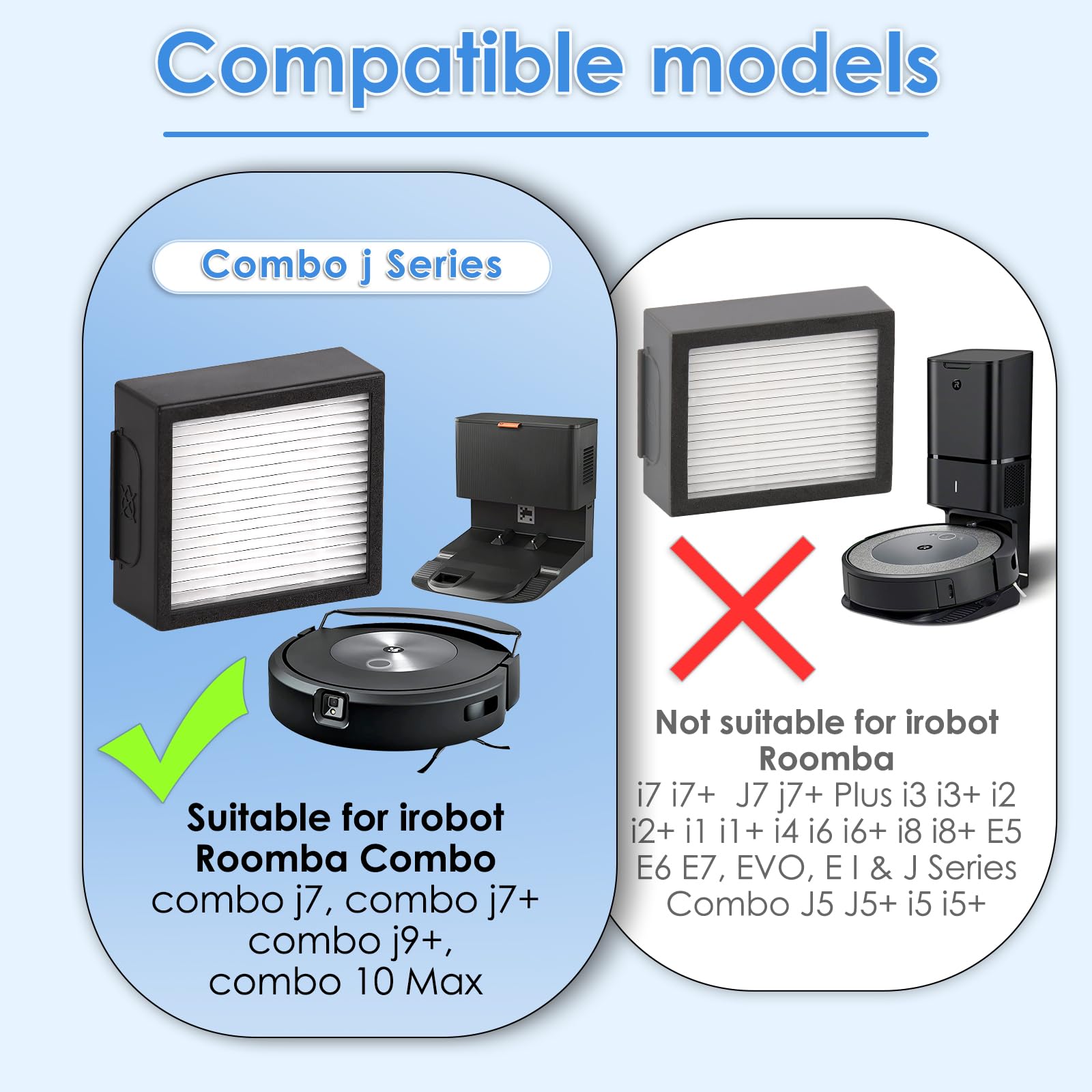 (7 sztuk) Combo j7/ j9+ Filtr o wysokiej wydajności kompatybilny z iRobot Roomba Combo j7/ Combo j7+/ Combo j9+/ Combo 10 Max Części zamienne do odkurzacza robota (nie pasuje do Roomba Combo j5 j5+)