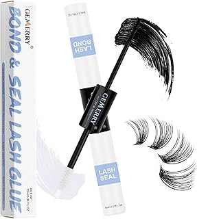 GEMERRY Bond and Seal Lash Glue, Lash Bond and Seal Waterproof Lash Clusters Glue, Individual Lash Glue Eyelash Glue for DIY Eyelash Extensions Black Long-Lasting 2-3 Days Overnighter Beginner(10ml)