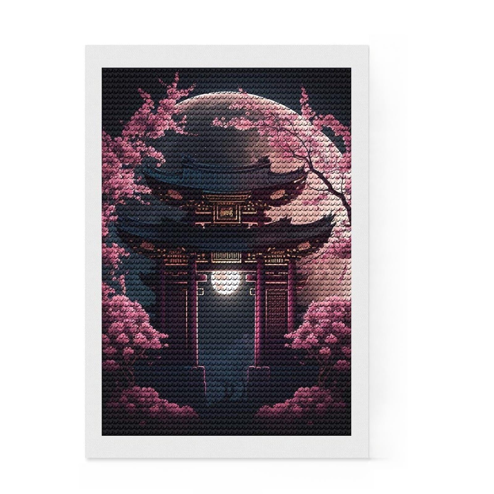 Junmoney Japan Landscape Diamond Painting Canvas Set 8"x12", Pleasing Wall Art Project, Creative Leisure Activity, Bedroom Decor
