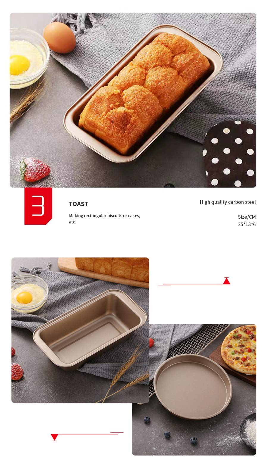Ensemble de plateaux de cuisson Plateaux de cuisson antiadhésifs Ensemble de moules à gâteau L'ensemble de cuisson antiadhésif double couche convient au four et au four à micro-ondes, le meilleur ch