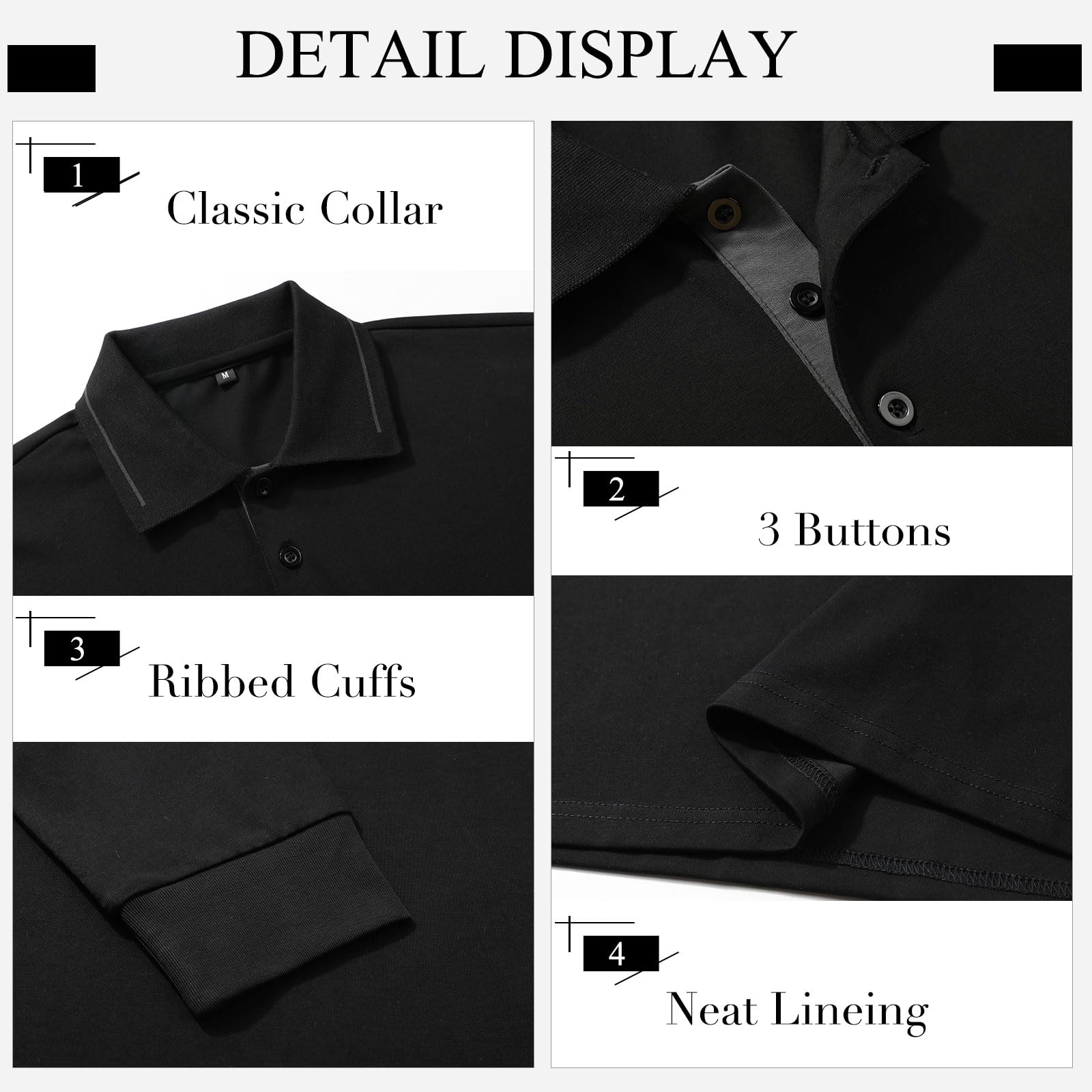 Comilaka Uomo Polo Casual Manica Lunga Poloshirt Top Golf Maglietta Cotone Colori a Contrasto Autunno Inverno Classico