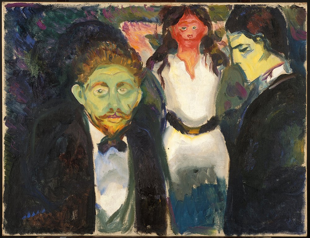 Tableau Edvard Munch Jalousie XL cadre marron art impression mat