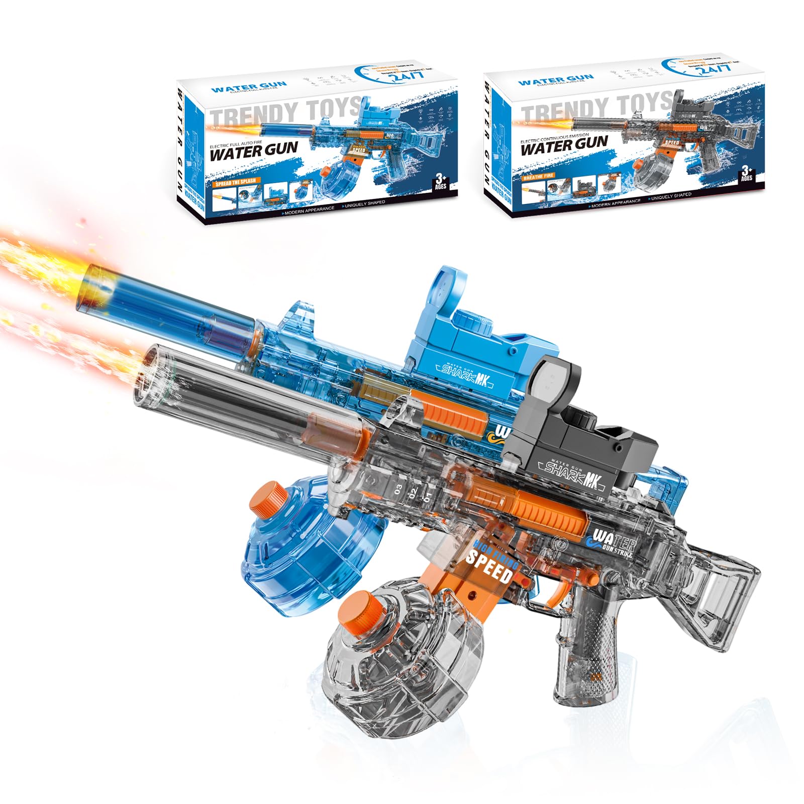 UROINT Electric Water Gun for Kids, Powerful Automatic Water Pistol Blaster Toys, Transparent Electric Squirt Gun Long Range 33FT Outdoor Pool Party Gift for Adults Boys Girls (UMP45 2Pack) â image 1