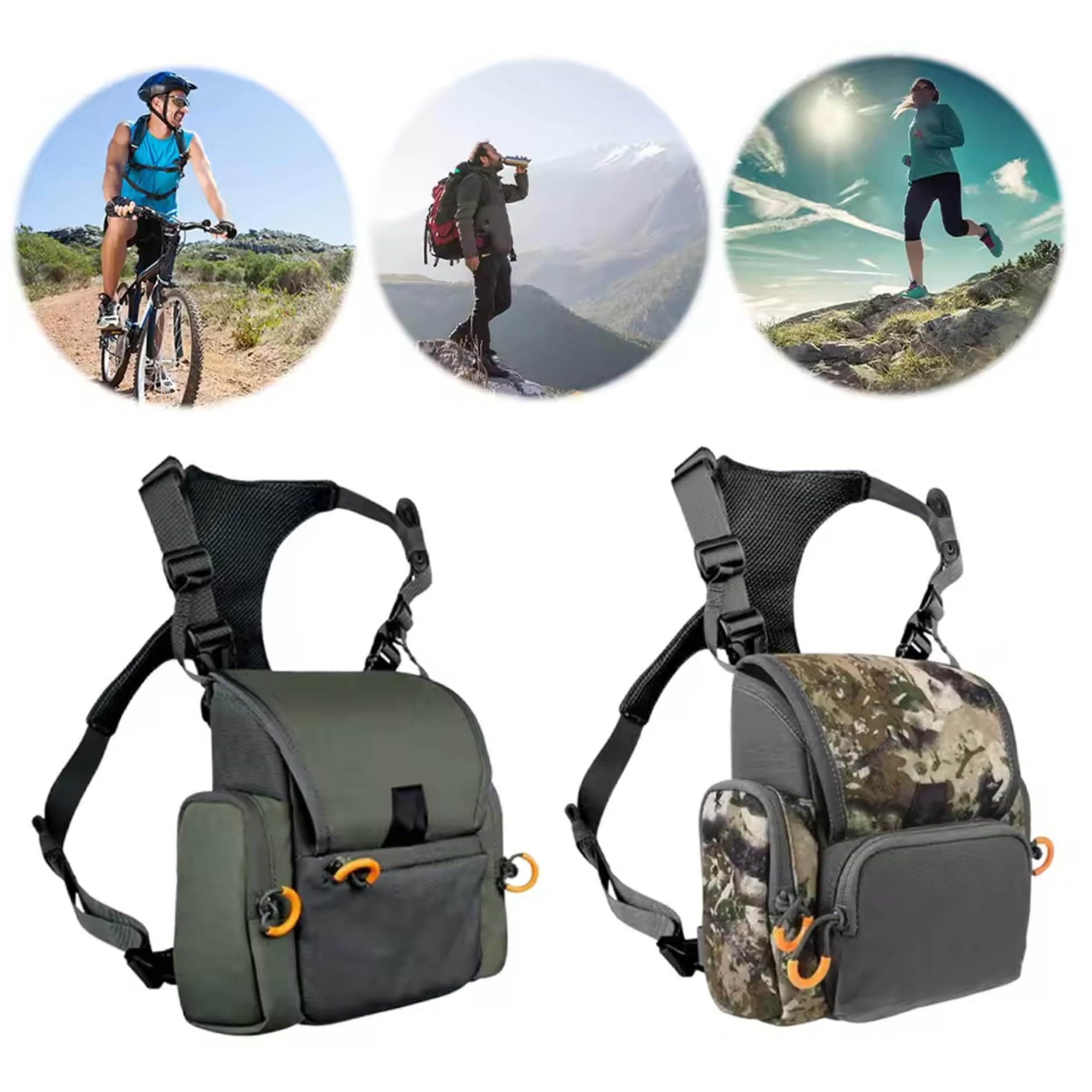 Brusttasche | Fernglasgeschirr, atmungsaktiv, verstellbar, für die Jagd, mit Mehreren Taschen, wasserdicht, Jagd für Männer und Frauen, Tarnung