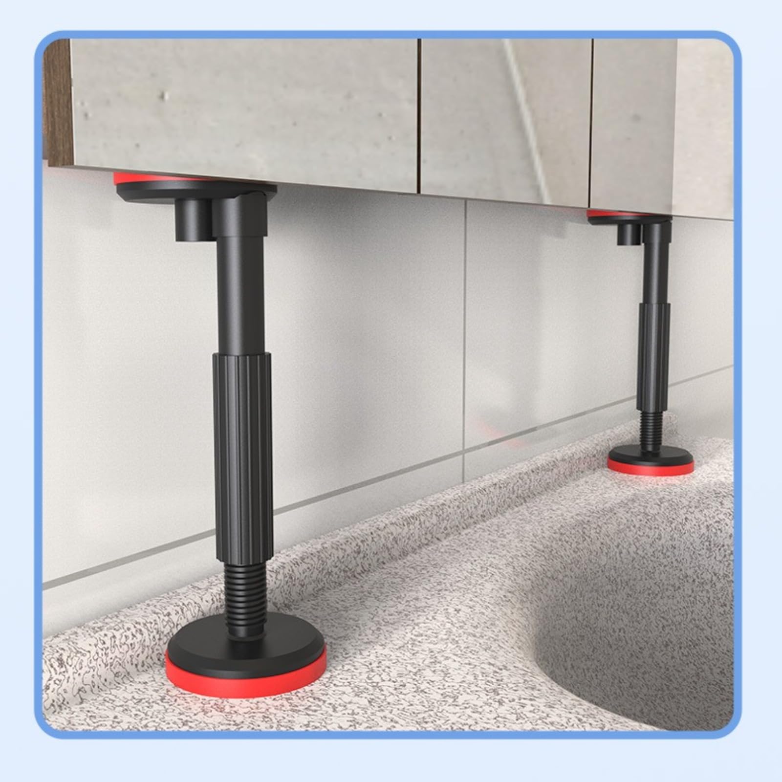 2-teiliges Set Neuer Teleskopstützstangen, verstellbares Stützsystem, Doppelsteckdose verstellbare Stützstangen. Maximale Tragkraft 200 kg, 18 – 60 cm Schrankhebestange, geeignet für Schränke usw.