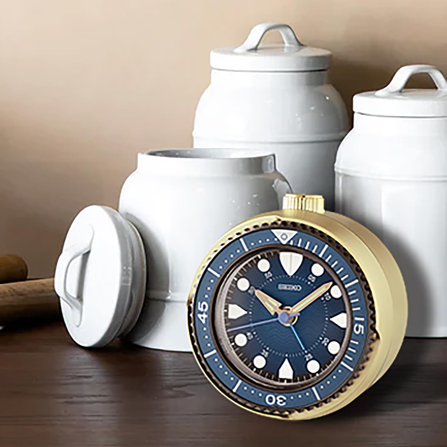 Seiko Metallic Green Alarm Clock with Quiet Sweep Second Hand