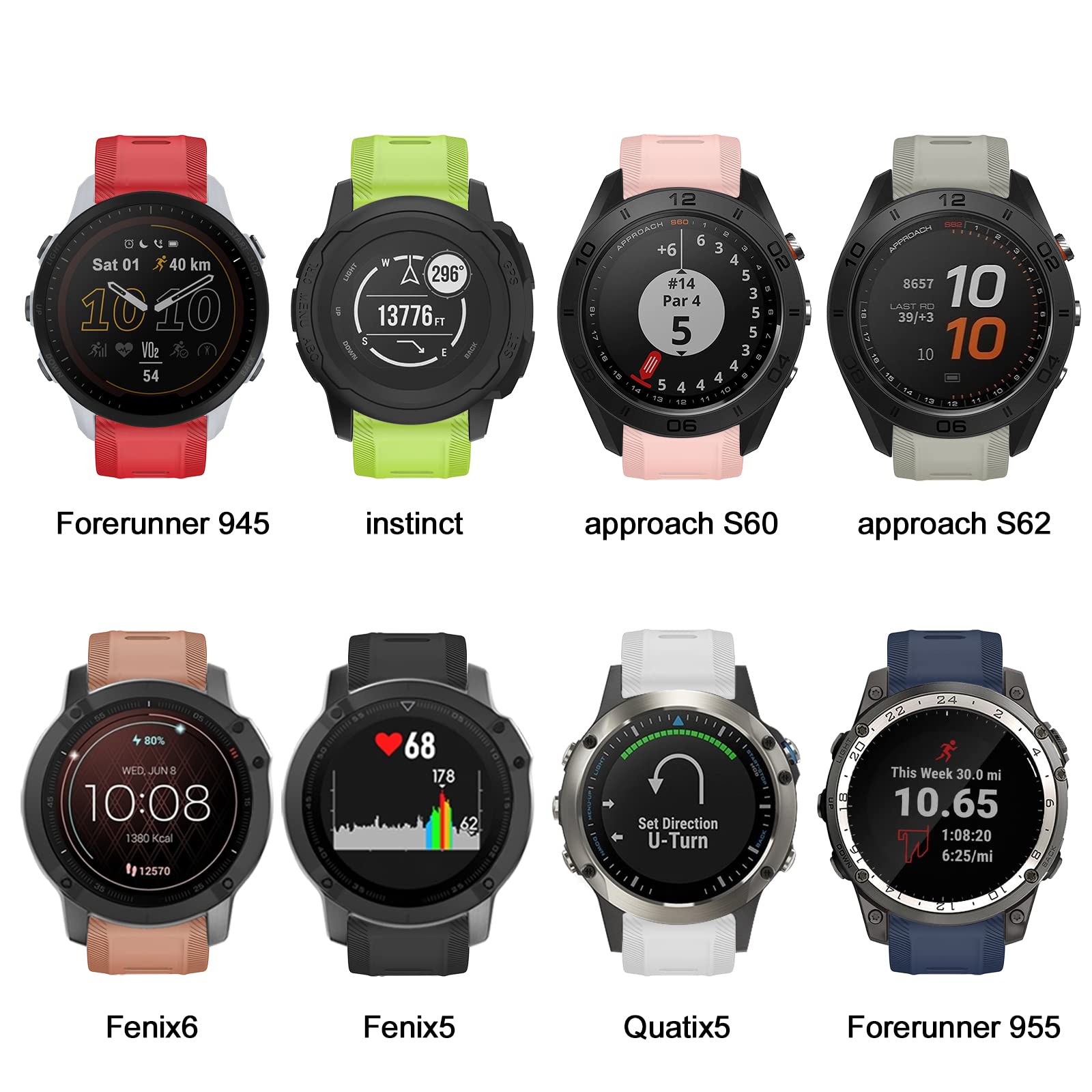 Cinturino per orologio in silicone compatibile con Garmin