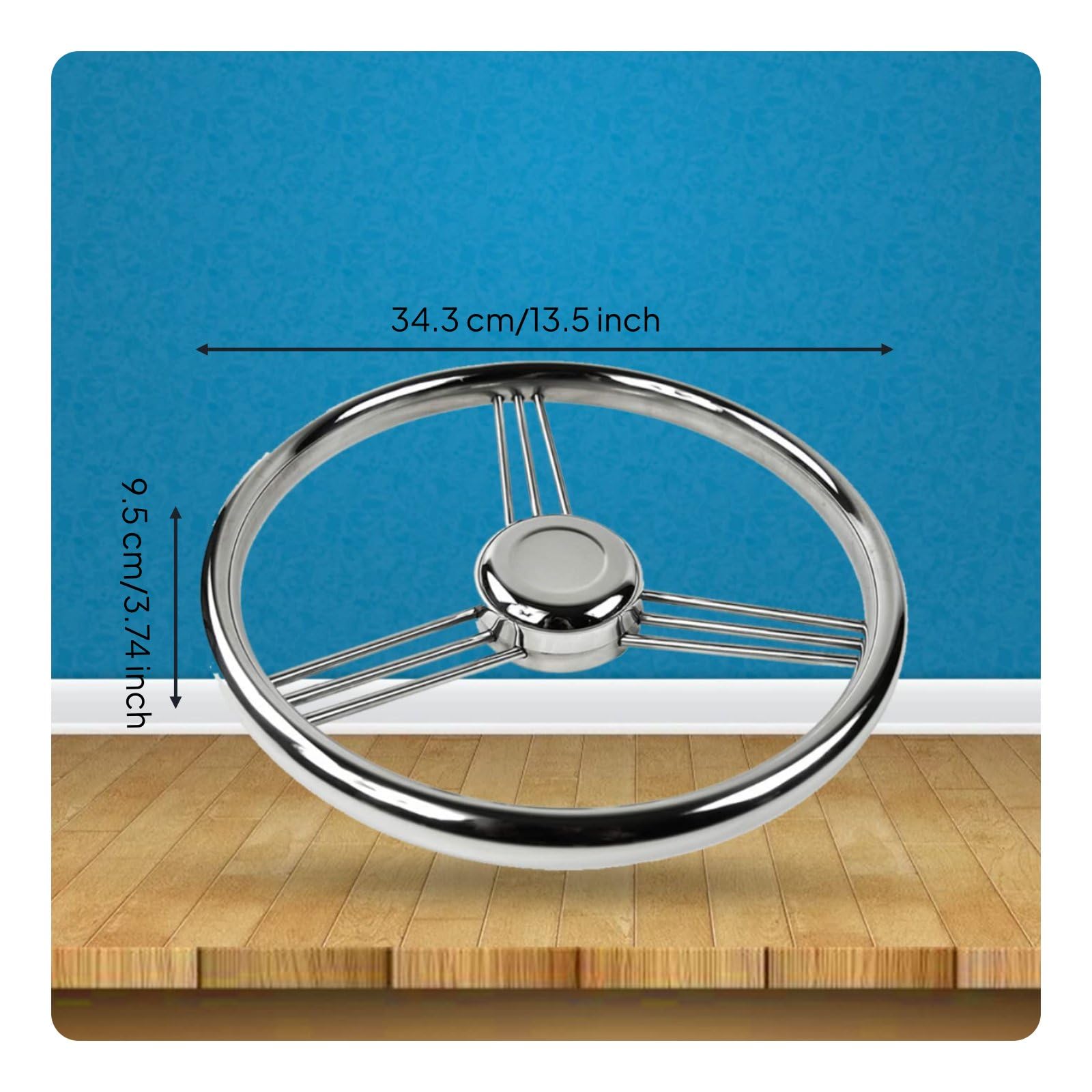 Volante Barca Inox Ruota Timone Nautico Timoneria Universale Presa Ergonomica in Acciaio 316 Antiruggine Finitura Lucidata Adatto per Yacht Motoscafi Barche a Vela Marini