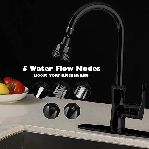 Miniatura 4 de Accesorio rociador de grifo, cabezal de grifo de fregadero de cocina con 2 rótulas, aireador de fregadero giratorio, 5 modelos de pulverización,