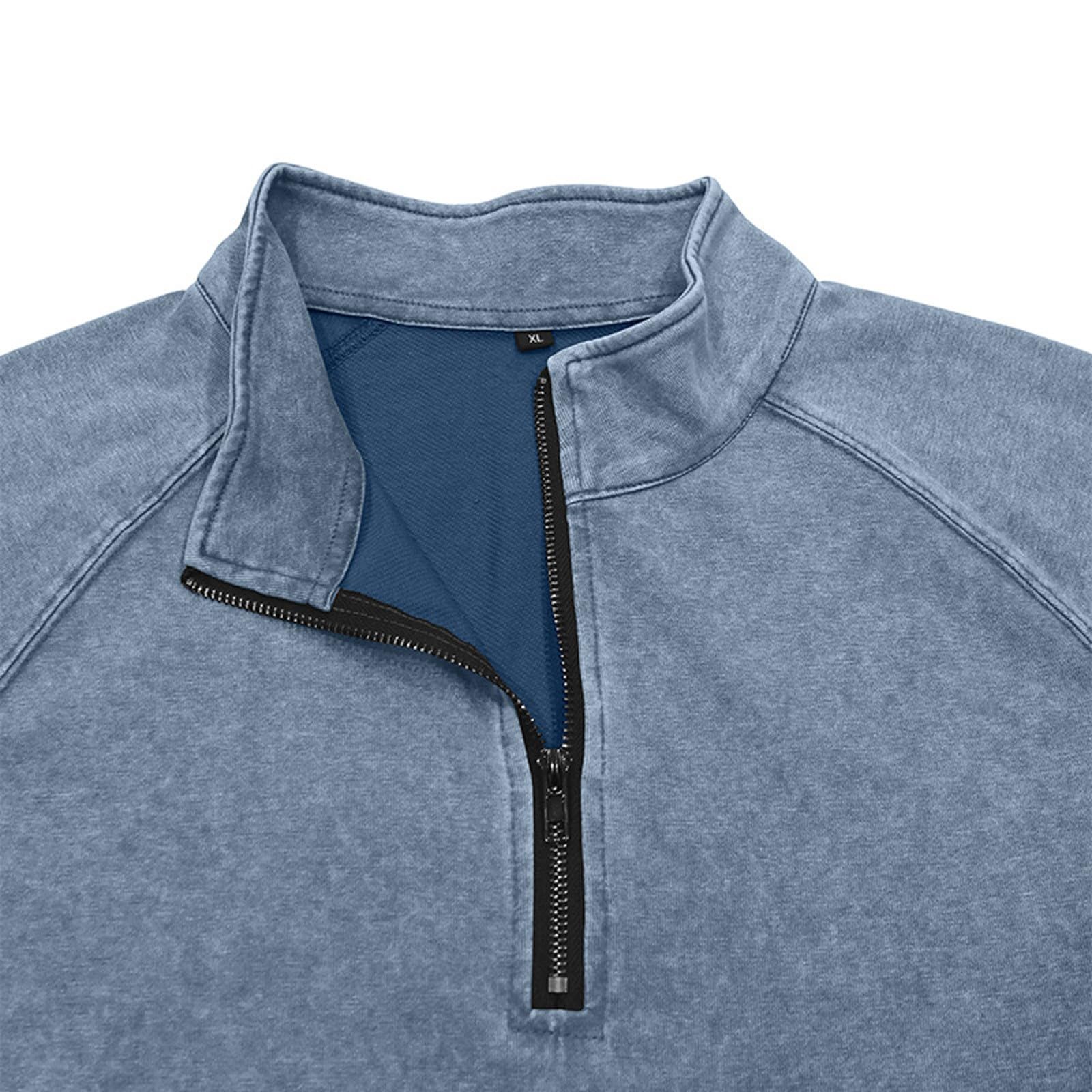 Herren-Poloshirt, 1/4-Reißverschluss, langärmelig, lässiger Pullover