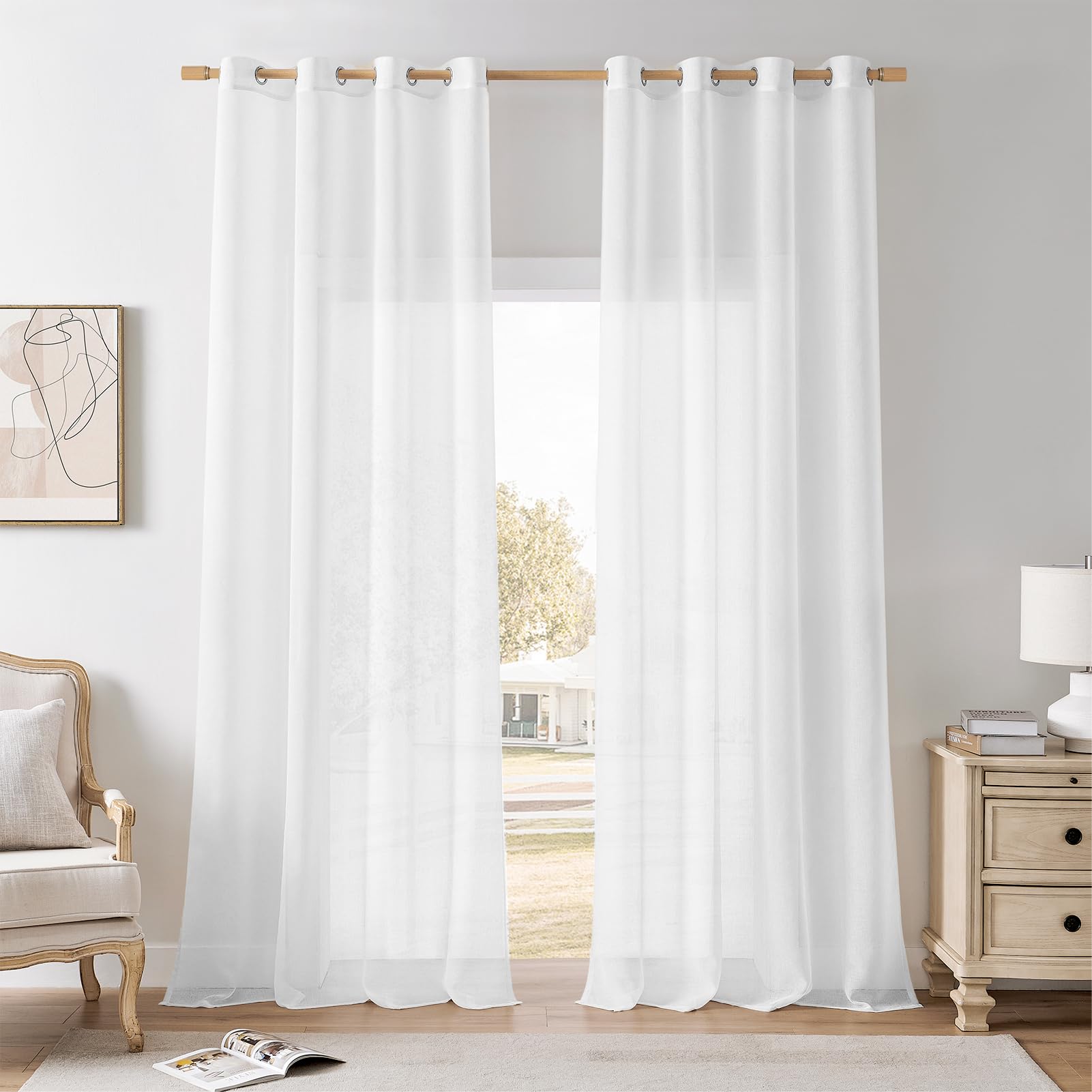 Softalker Cortinas Salon Blanco de 260 cm Alto translucidas Cortina con Ojales Modernas Separador de ambientes cortinados para Dormitorio Curtains 140 Ancho 2 Piezas Decoracion Comedor terraza