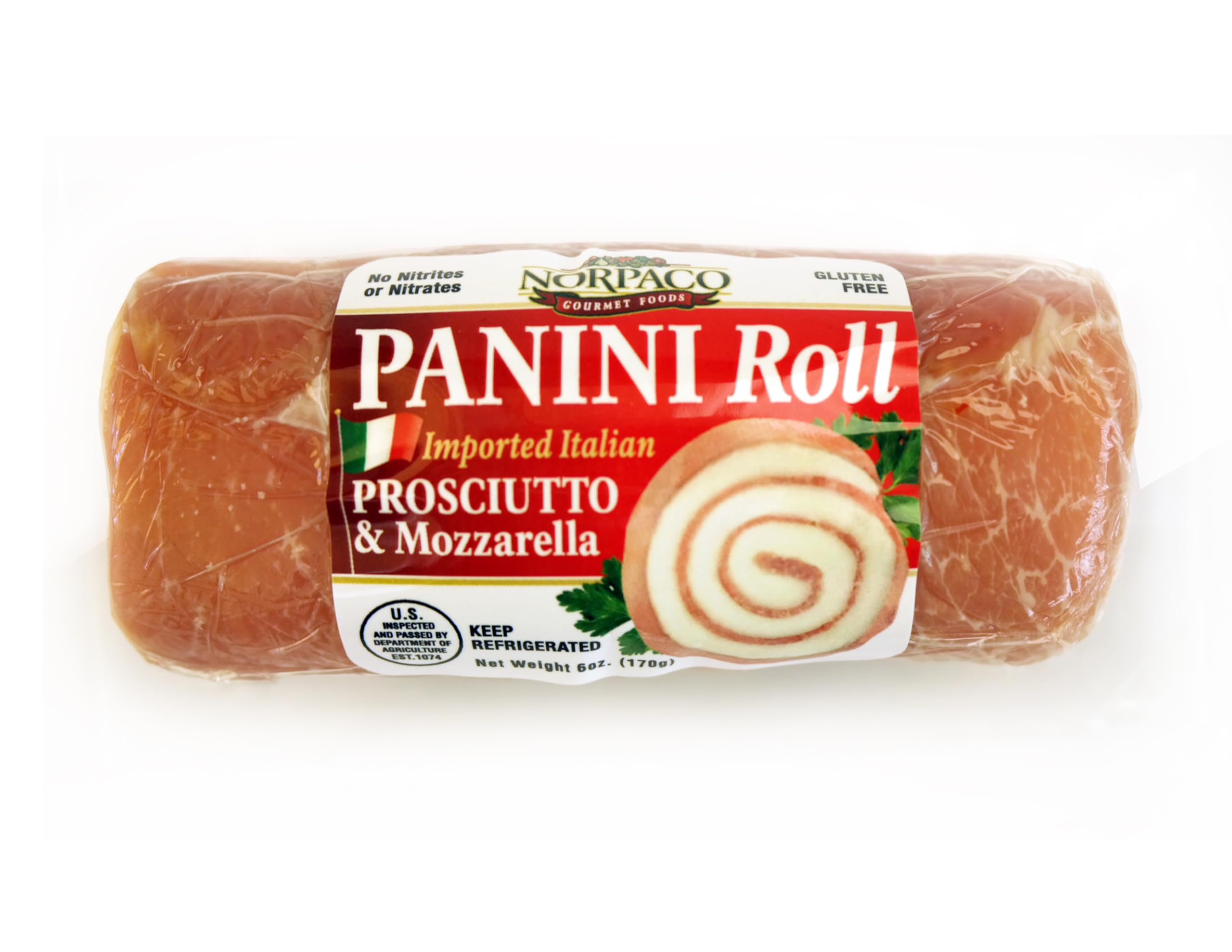 Panini Roll stuffed with Prosciutto & Mozzarella - 6 Oz (Pack of 12)