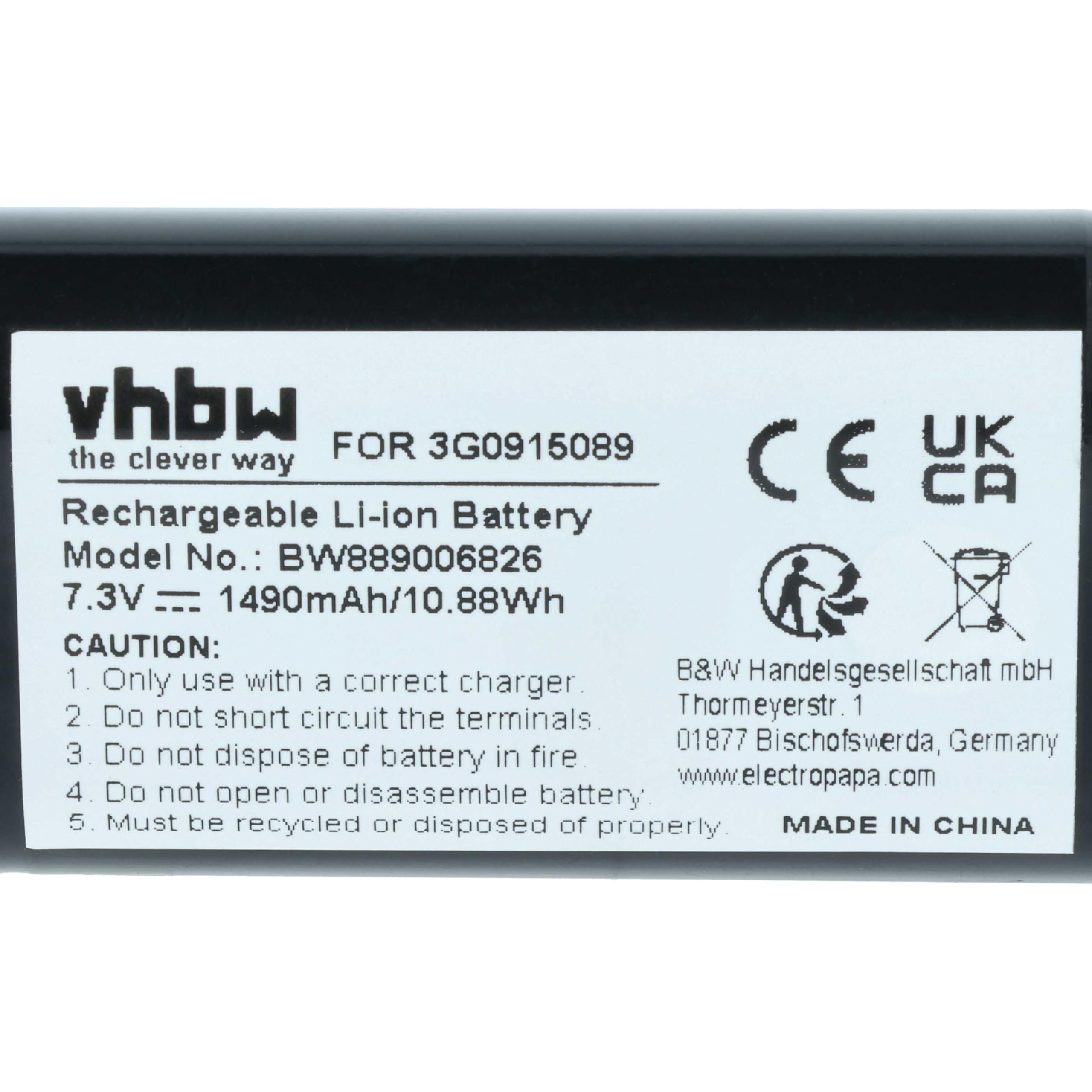 vhbw Akku Ersatz für Skoda 3G0915089 für Telematik-Steuergerät (1,49 Ah, 7,3 V, Li-Ion)