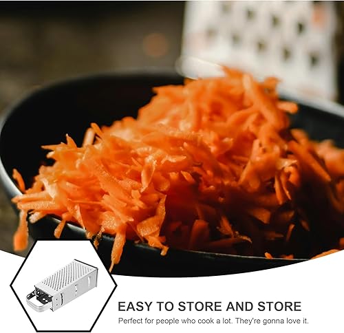 Miniatura 7 de Rallador de verduras de acero inoxidable, portátil, de metal, de 4 lados, con asa, para cocina, restaurante (8 pulgadas)