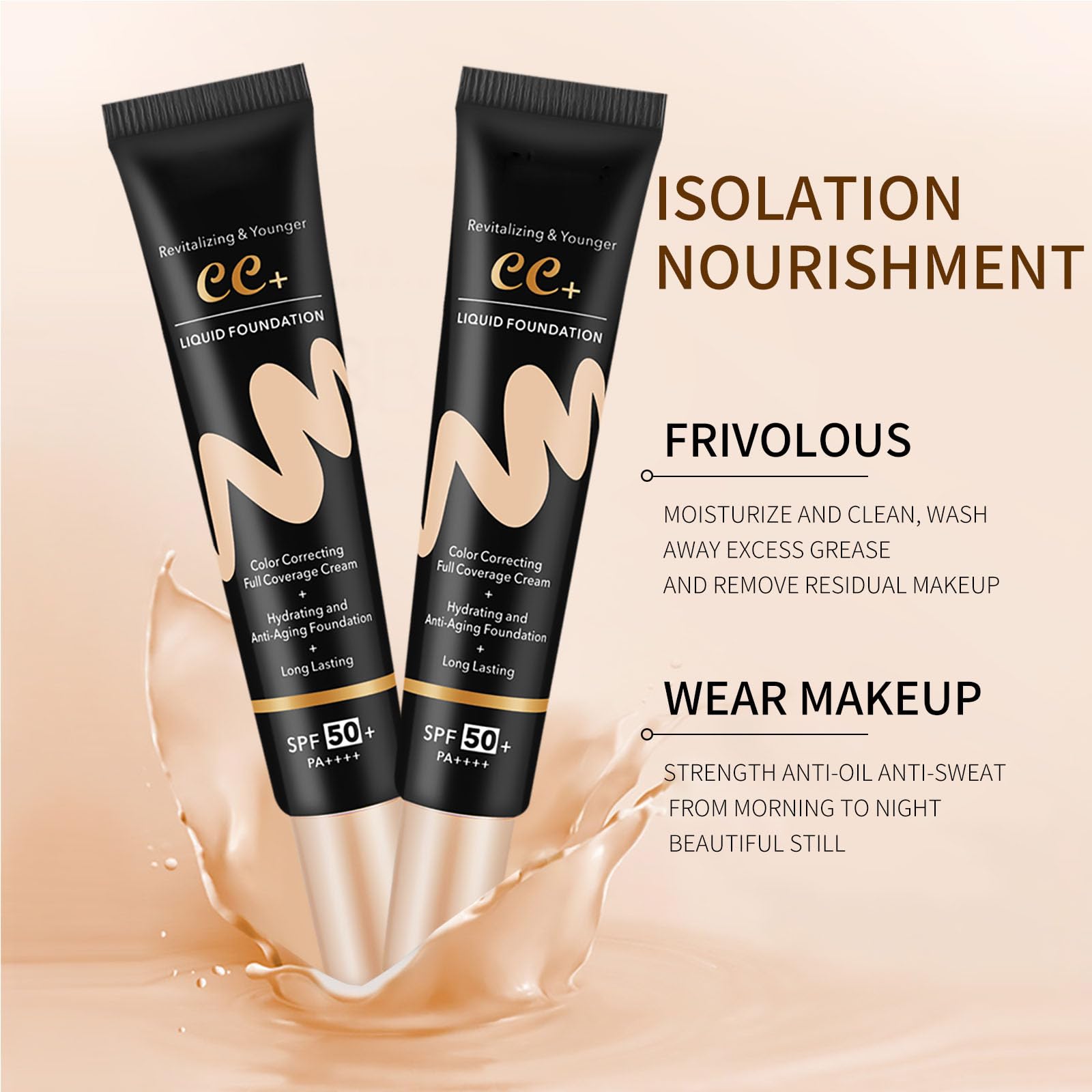 CC Cream - Crema hidratante teñida con SPF 50, crema CC correctora de color, base CC Cream cobertura completa, corrige el tono de la piel, cubre imperfecciones, hidratante y crema CC mate de larga 3
