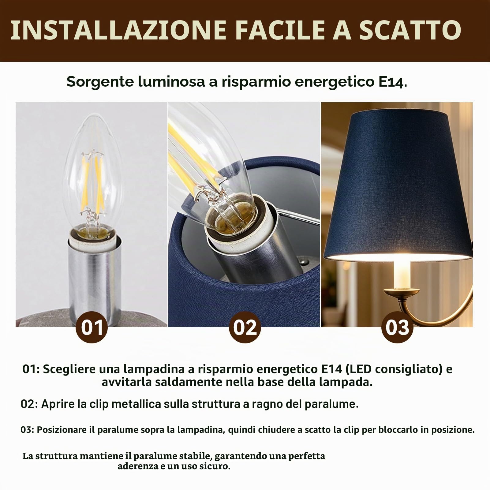 6 Pezzi Paralume In Tessuto, Paralume Piccolo Paralumi Clip Su Paralume Paralume Per Lampadario Piccolo Moderna Copertura Della Luce Del Pendente Per Tavolo Lampada Da Parete(Blu Scuro)