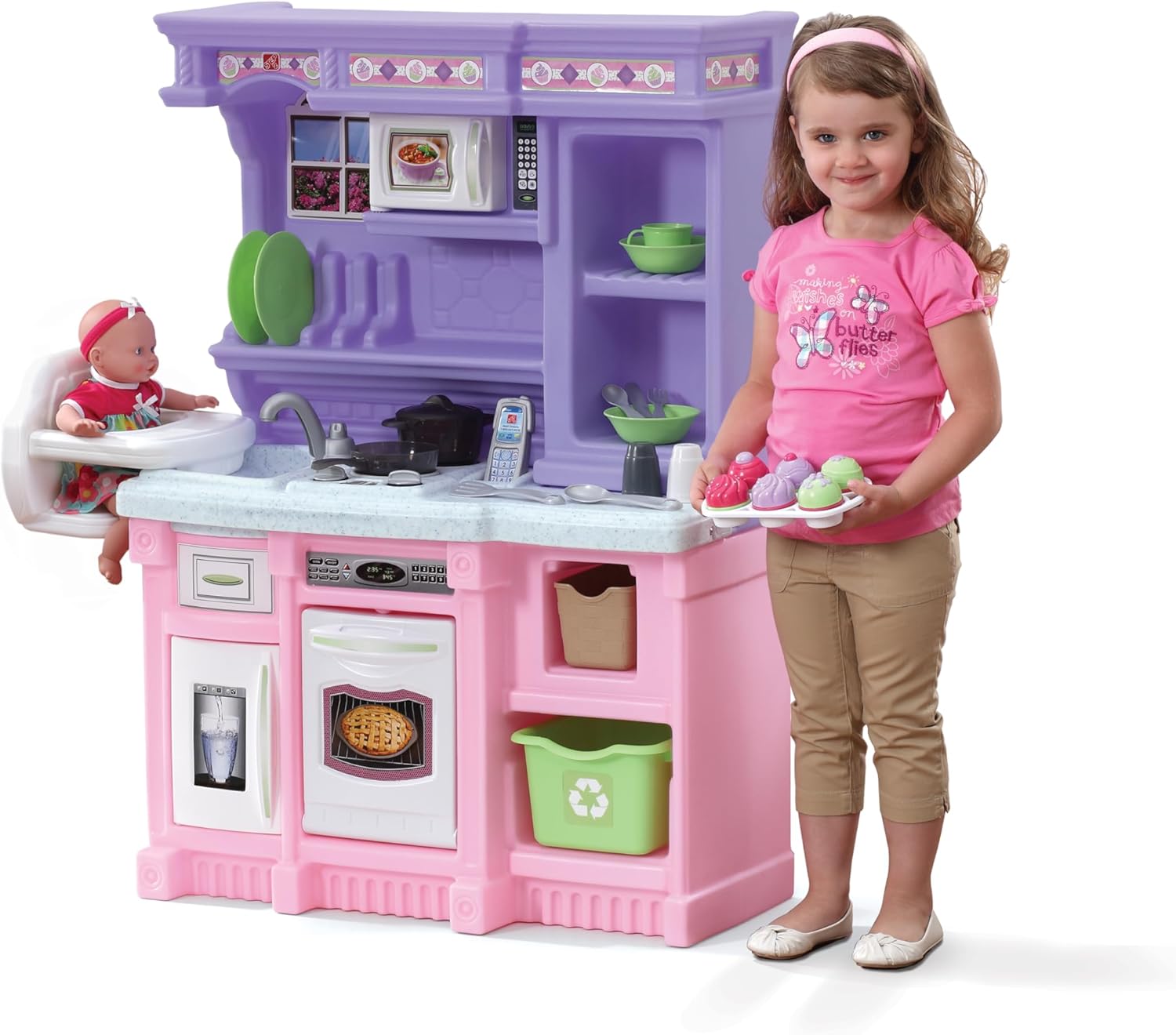 Pink and Purple Deluxe Kids Play Kitchen Set with Accessories