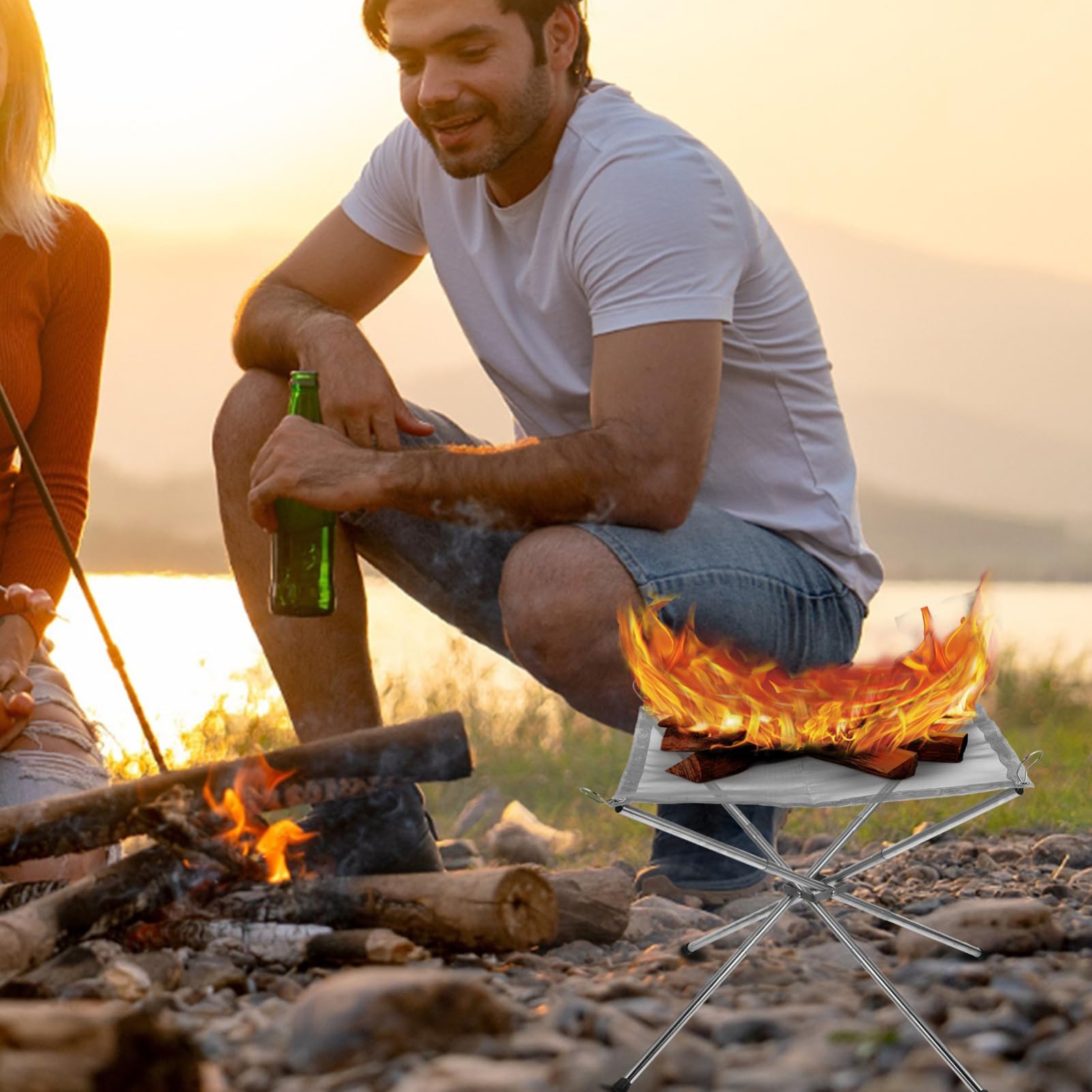 Fournitures De Camping Support De Feu De Camp Portable en Acier Inoxydable Réchaud De Camping pour Une Cuisson Efficace