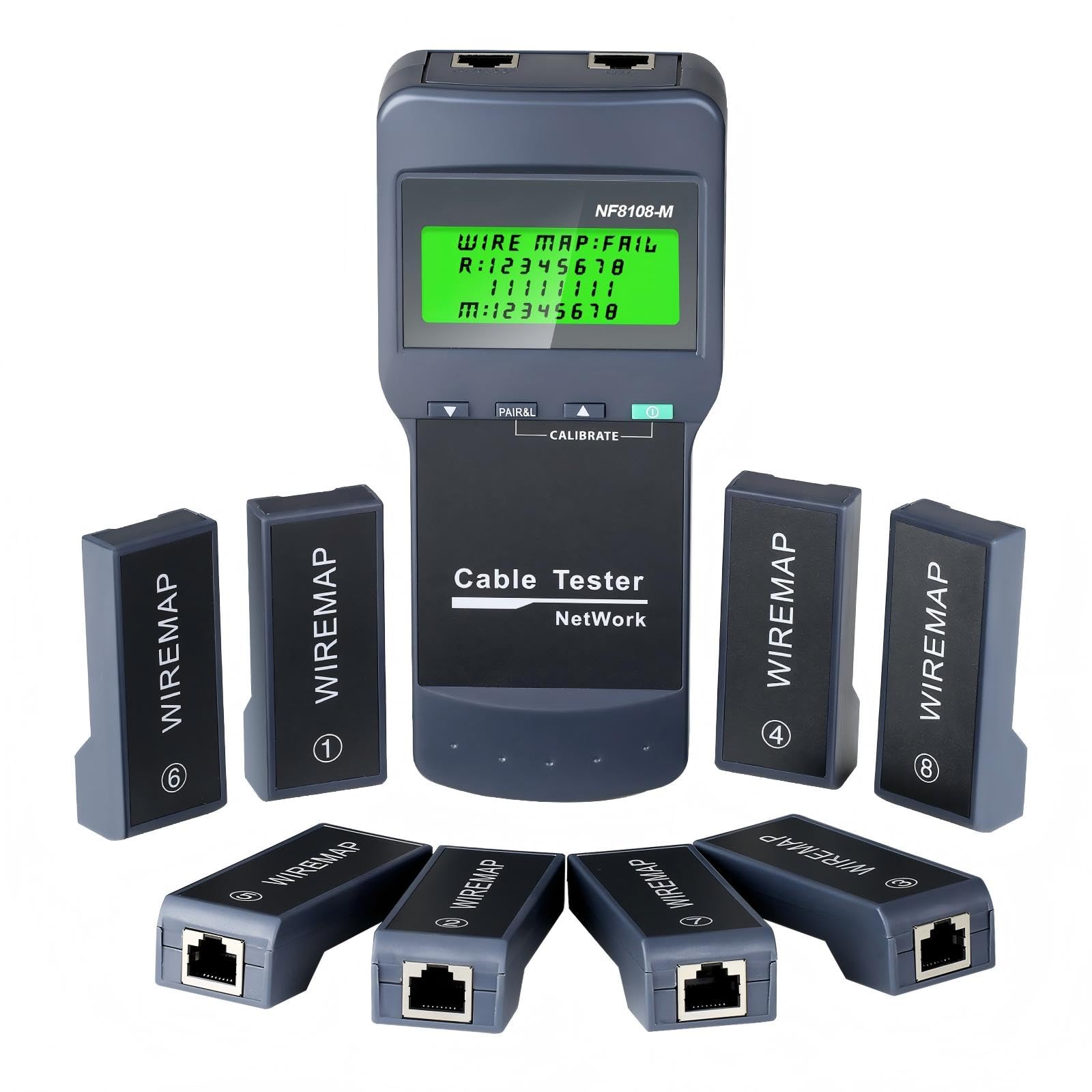 Testeur de câbles réseau – Kit de test de longueur de câbles Ethernet pour réseaux LAN Cat5 Cat6 5e 6e mesure la longueur, localise les points de rupture et teste la continuité avec 8 modules distants