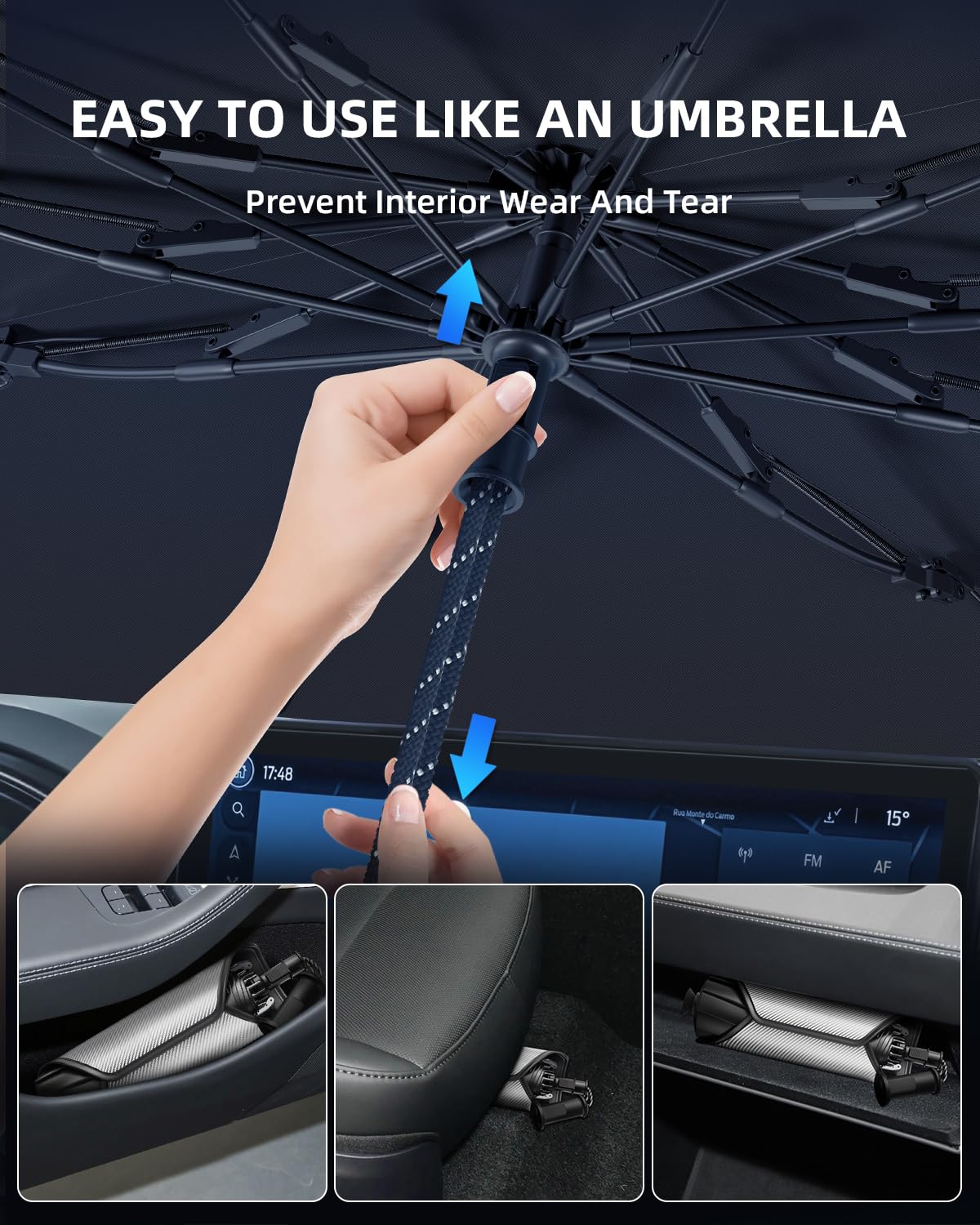[Amélioré] Pare-Soleil pour Pare-Brise Ford Focus 2019-2025, Parasol de Voiture Pliable Bloque Les Rayons UV & Chaleur, Protection Solaire Facile à Installer & Plier
