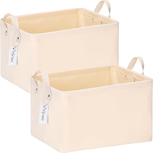 Hinwo Paquete de 2 contenedores grandes de lona para estantes con marco de metal, cestas de almacenamiento rectangulares, organizadores de armario,