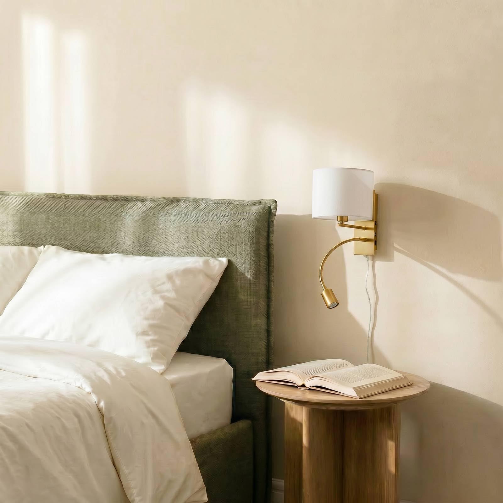 LED Lámpara de pared 'Florens' (Moderno) en Blanco hecho de Textura, Tela, Tejido, Seda e.o. para Salón & Comedor (1 llama, E14) de Lindby | lámparas de pared textiles, aplique