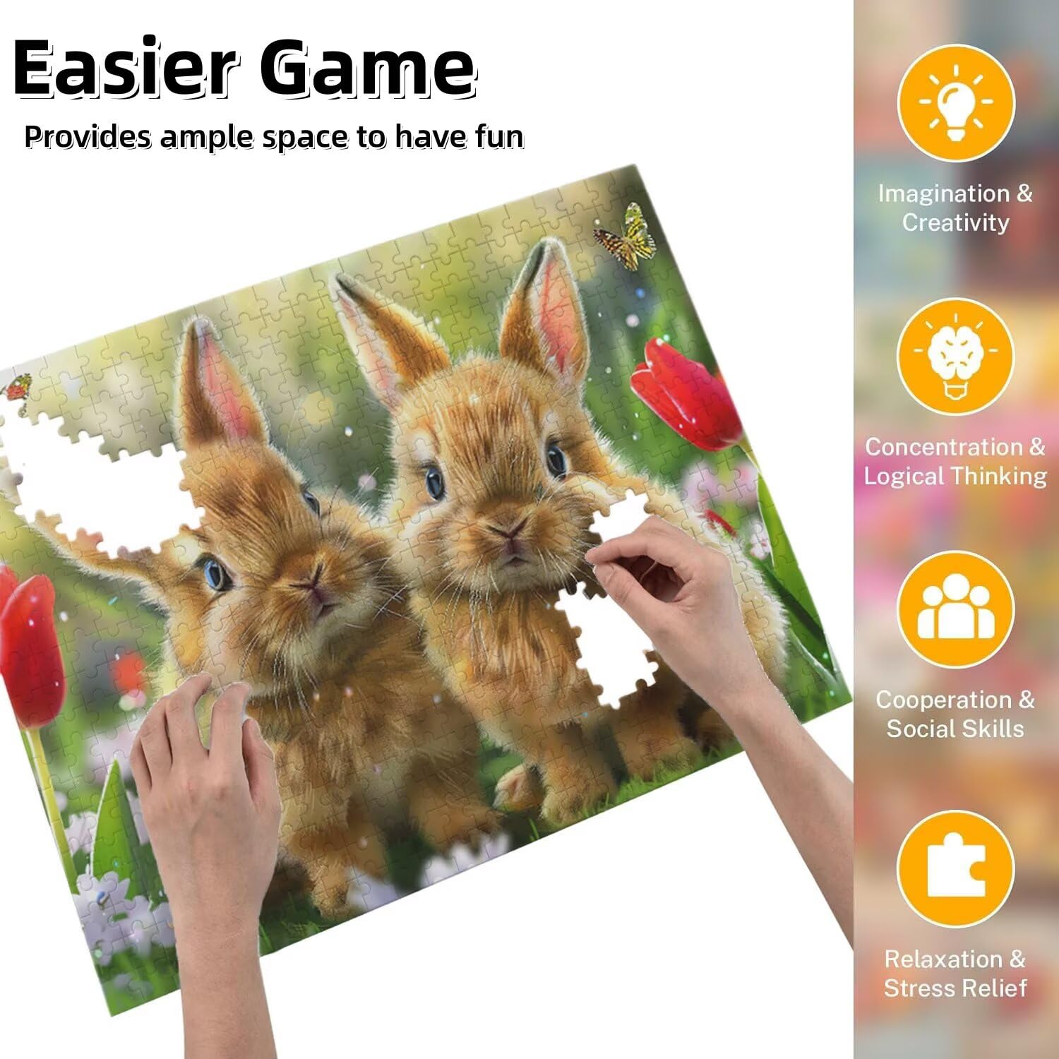 Jigsaw Puzzle, 3000 Pezzi Puzzle Classici, Coniglio Puzzle Rilassamento Intelligence, Mpossibile Difficile Puzzle Impegnativo per Adulti Puzzle Gioco Familiare, Regalo per Amore Amico Animali fr0-201