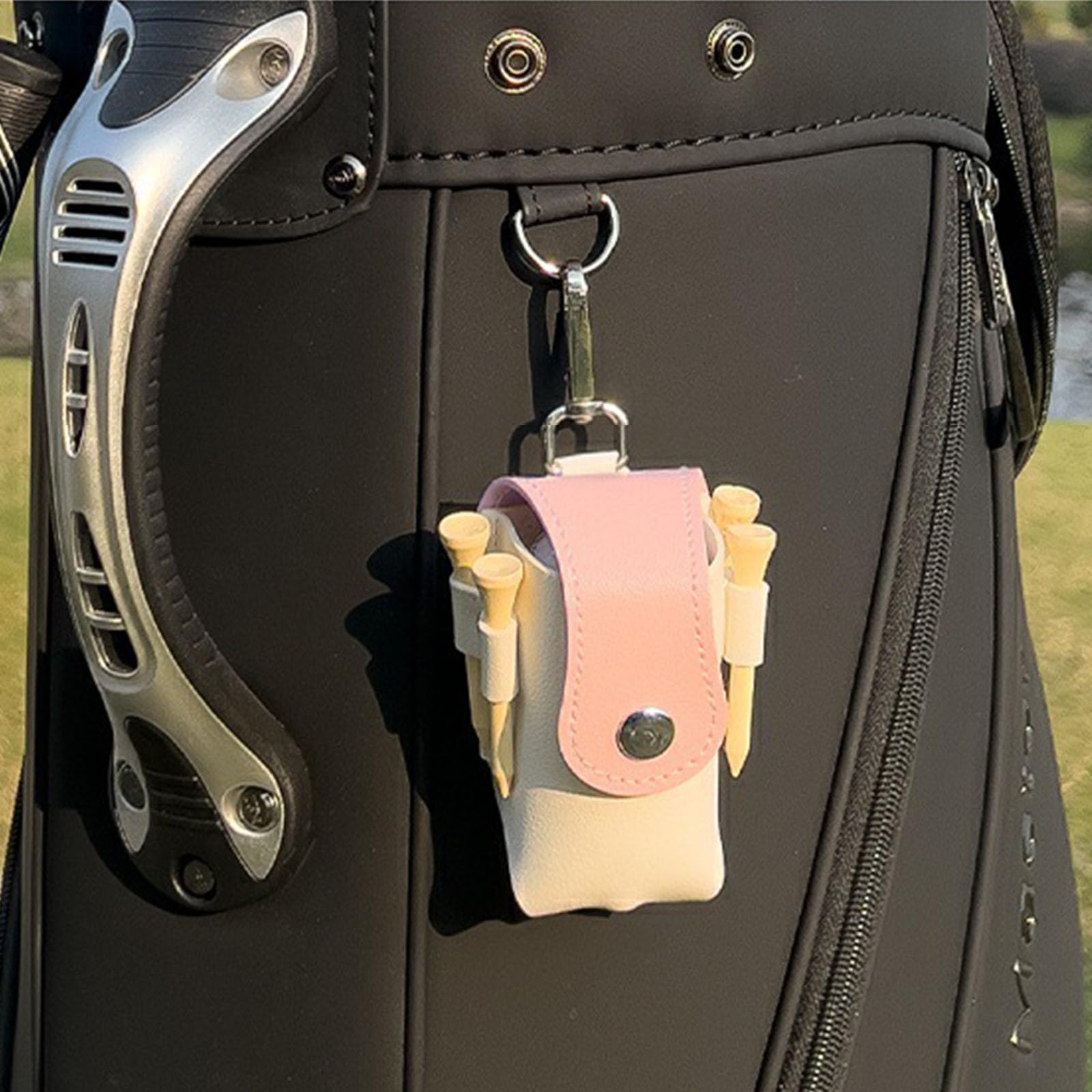 Aufbewahrungstasche aus PU-Leder mit Metallschnalle zum Aufhängen an der Taille, Aufbewahrungstasche für Golfbälle, Ledertasche, Taille mit Gürtelclip