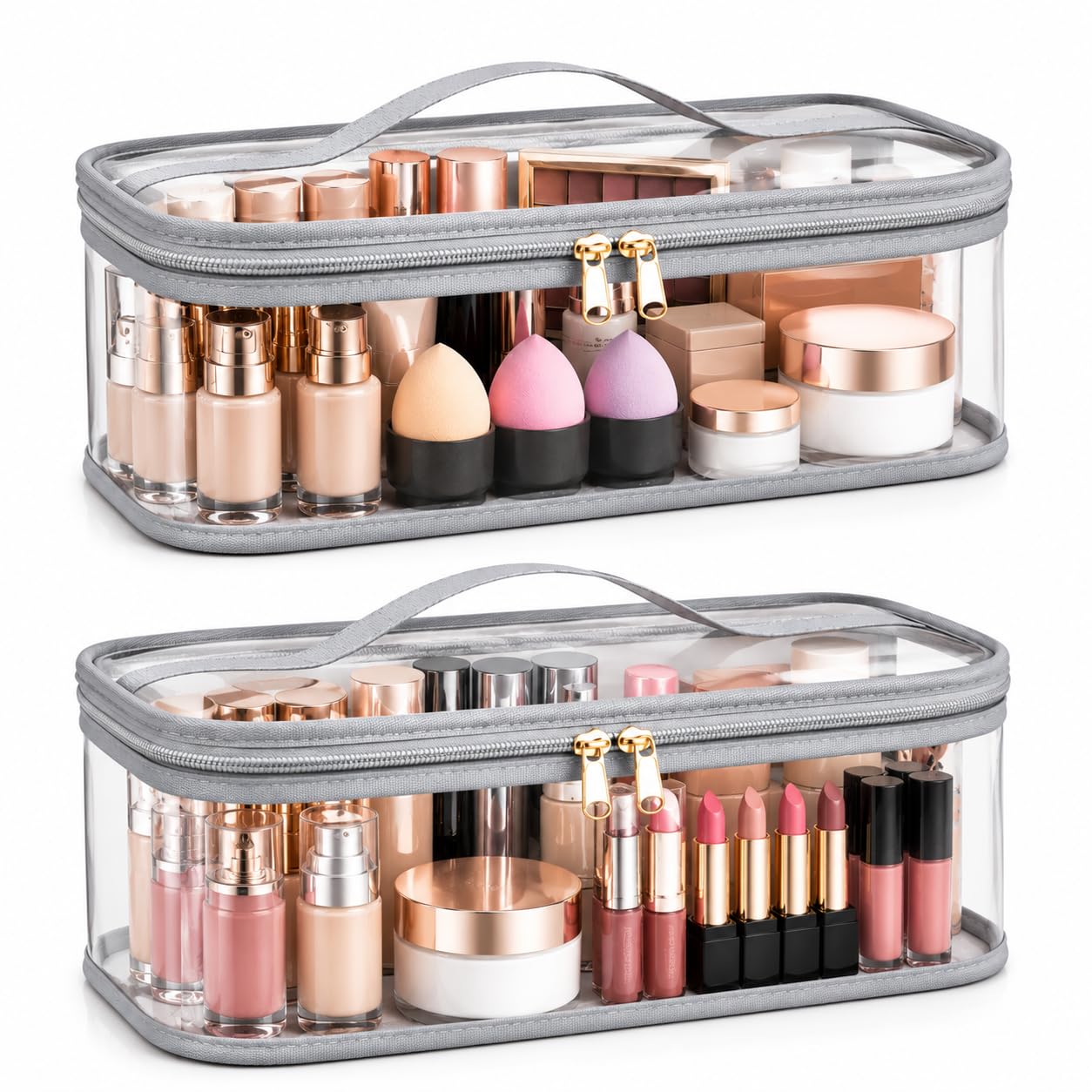 RAAHII 2 Piece Transparent Makeup Organizer Bag for Women | Waterproof PVC Cosmetic Travel Pouch | Vanity & Toiletry Storage for Makeup, Skincare, Brushes & Accessories | Clear Organizer Case-image-31