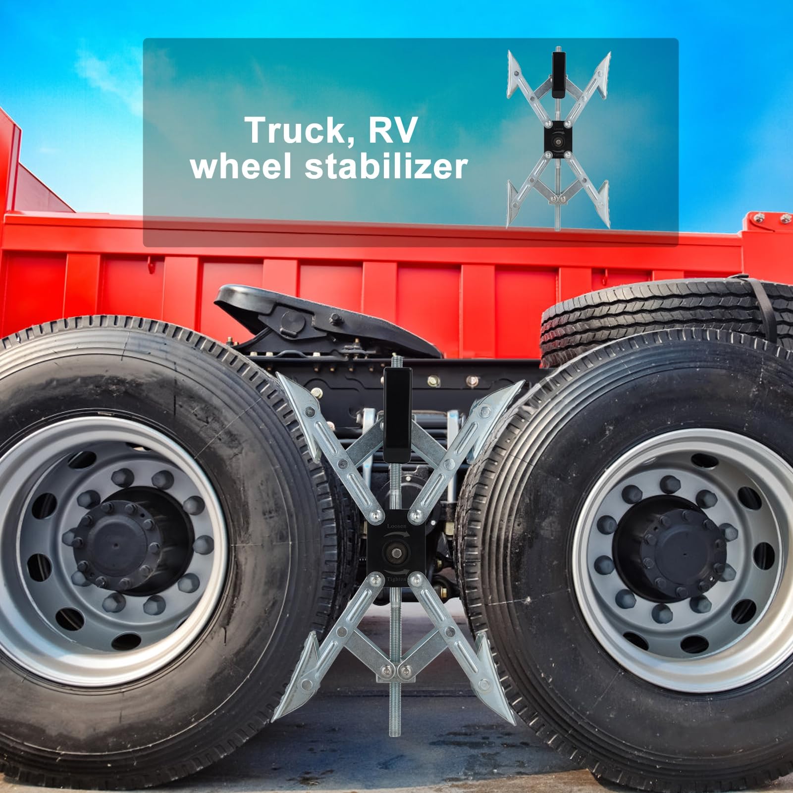 Yokawe Stabilizator koła, stabilizator koła w kształcie litery X, stabilizator koła do przyczepy podróżnej z adapterem klucza, srebrny