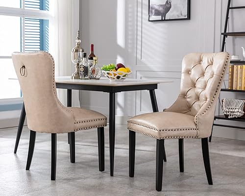 Miniatura 1 de CIMOTA Juego de 2 sillas de comedor copetudas, modernas sillas de comedor de terciopelo gris con acabado de cabeza de clavo, silla auxiliar sin