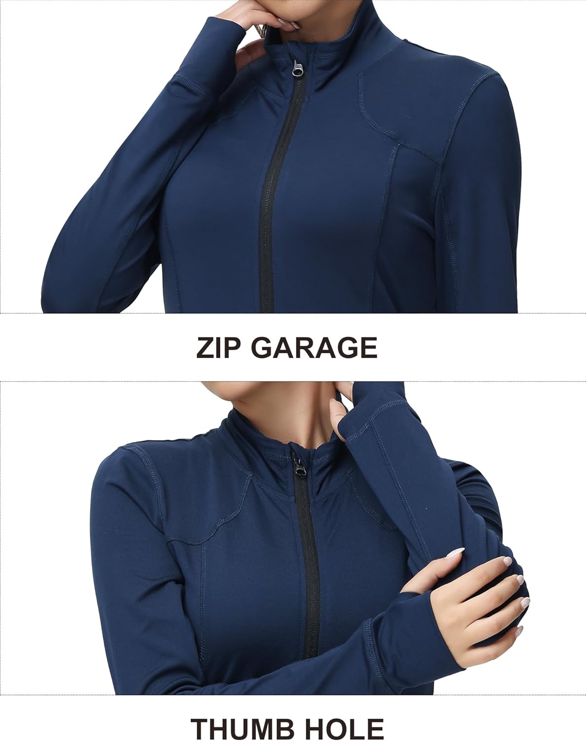 COZZYON Womens Athletic Full Zip Lightweight Yoga Workout Track Sports Zip Up Jacket with Thumb Holes