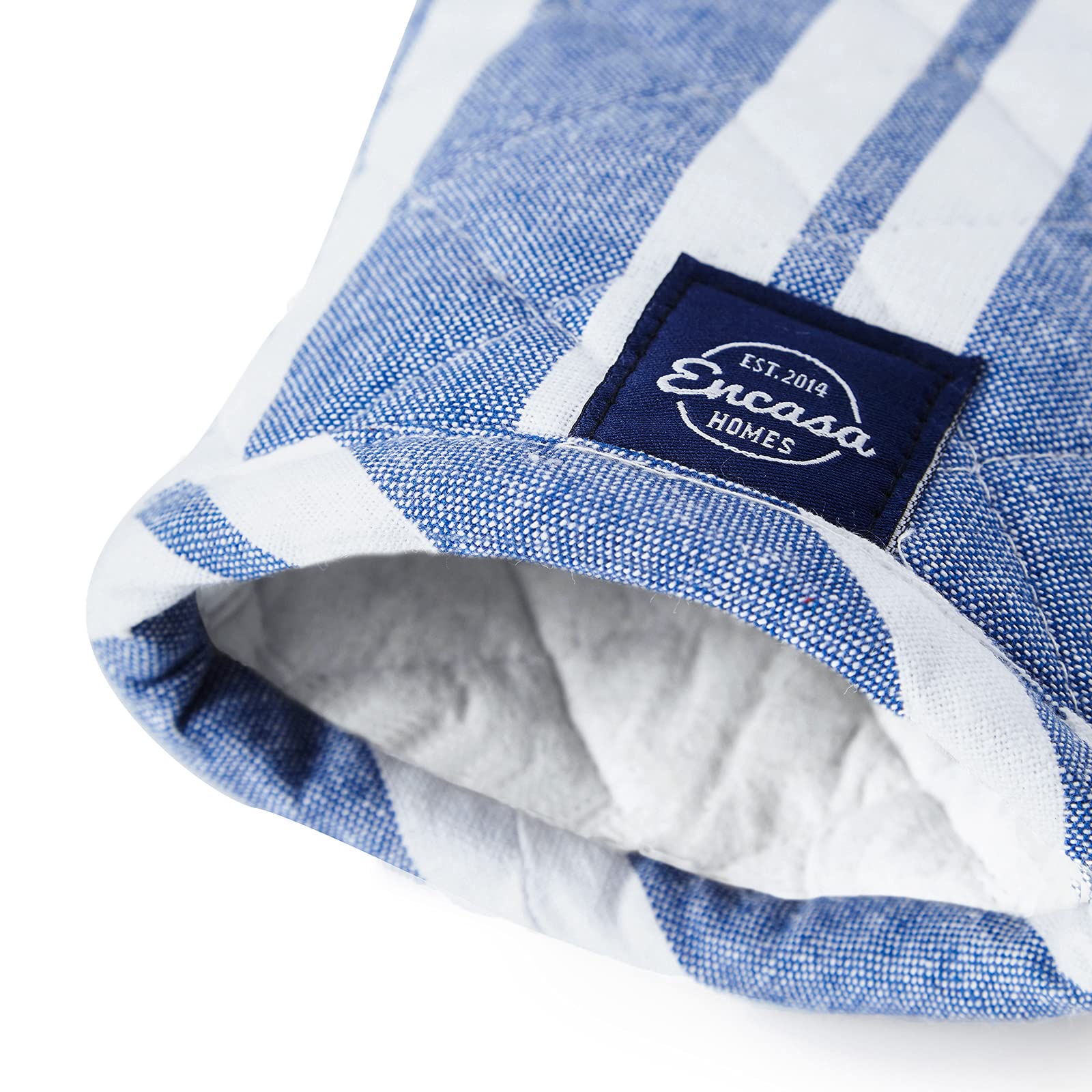 Encasa XO Oven Gloves, Quilted Cooking Mitts, Heat Resistant Blue 1