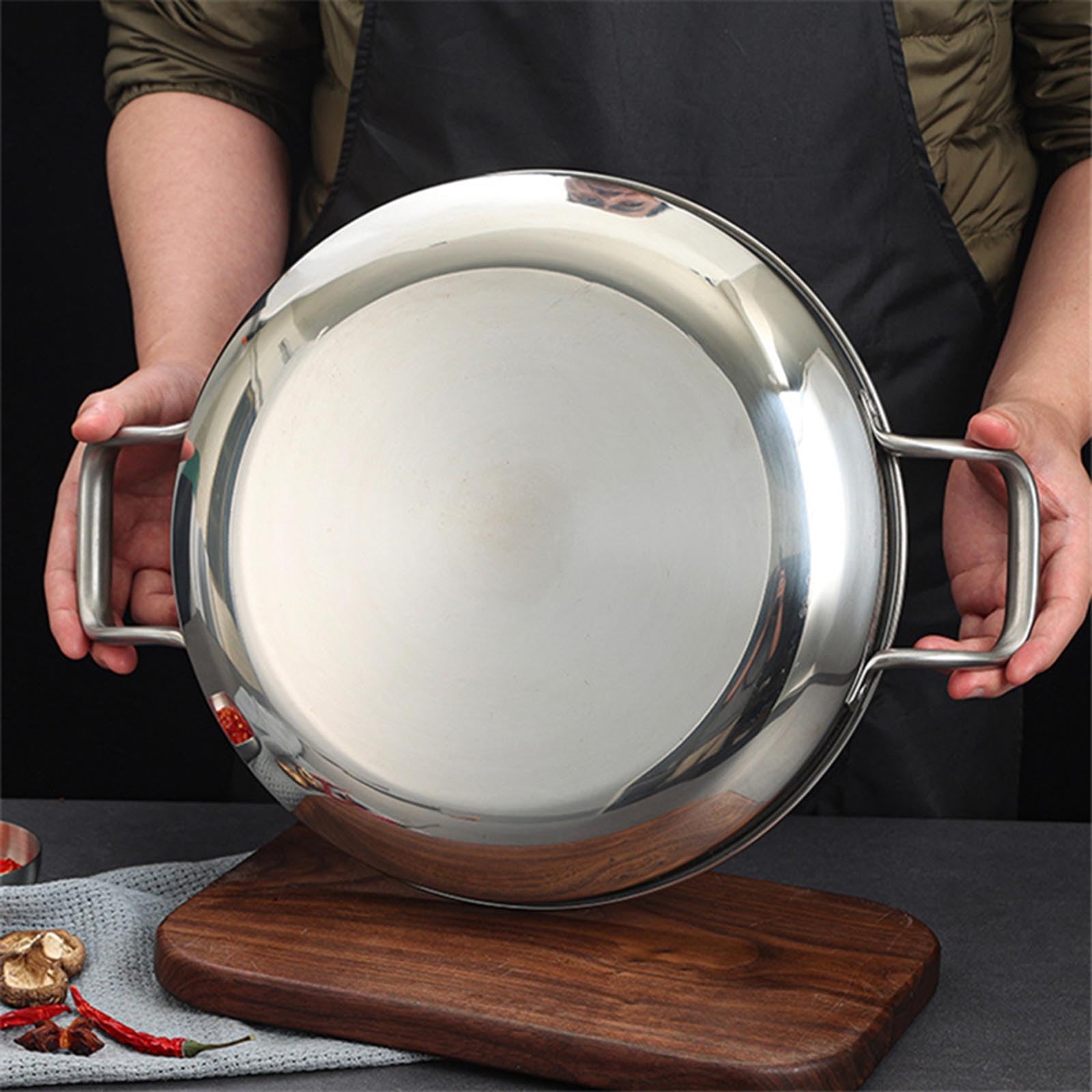 Paella de Acero Inoxidable, Olla de arroz para mariscos, Cocina casera, Platos de Aperitivos para Picnic, Utensilios de Cocina, Cacerola, ollas secas con asa para Cocina,Oro,28cm