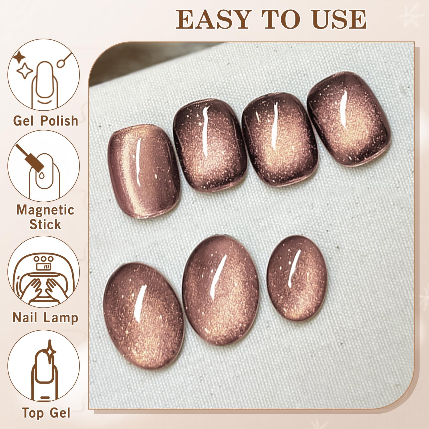 Biutee 15ml Cat Eye Gel Nail Polish（brown） image 4