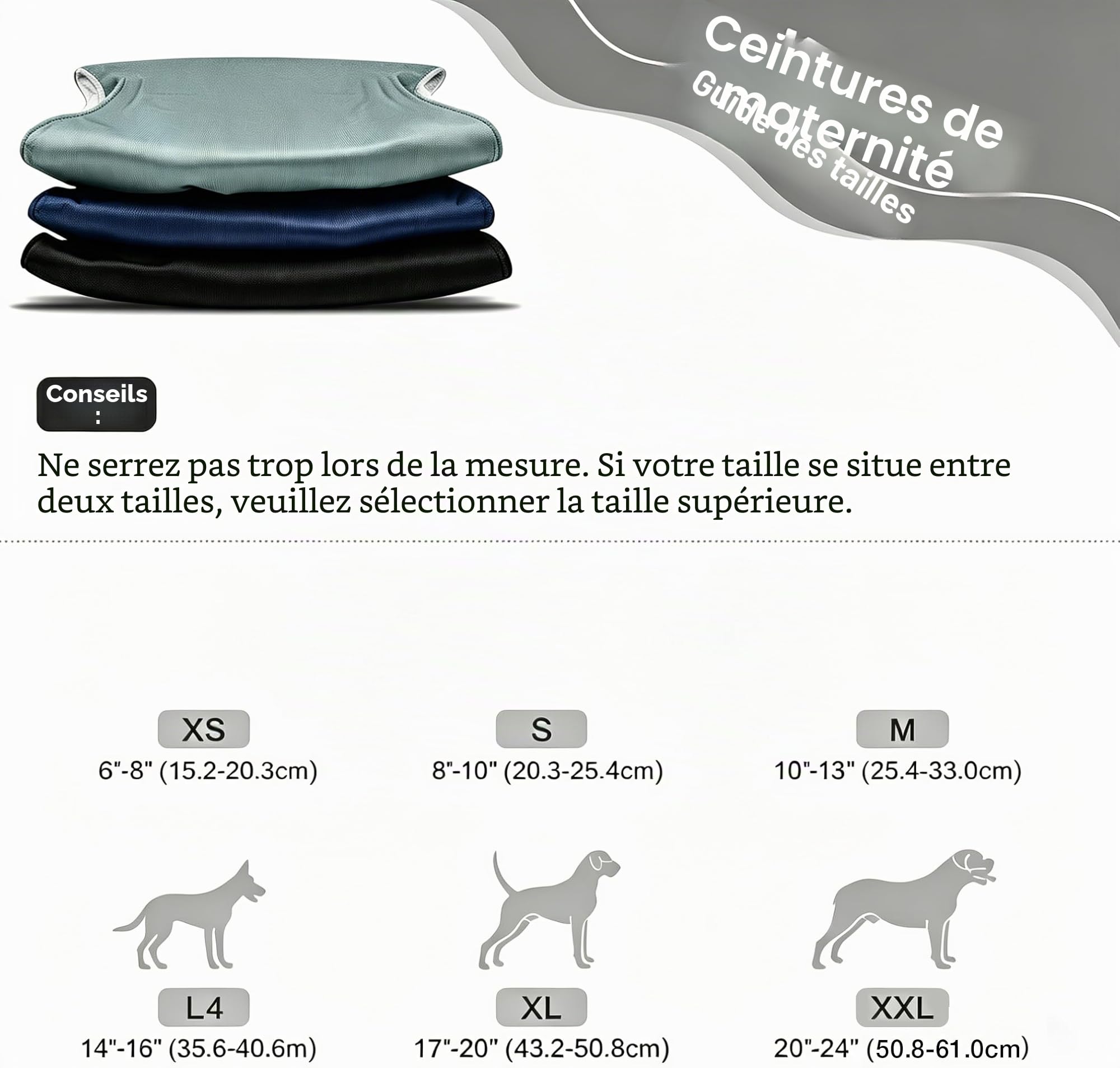 MICOOYO Couches lavables pour Chiens mâles, Couches absorbantes pour Chiens avec Fermeture à Scratch réglable fournies, Couches réutilisables pour Chiens, 3 pièces, L