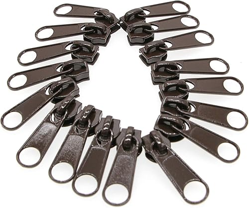 Miniatura 5 de Leekayer 50 tiradores marrones #5 para cremalleras de bobina de nailon, deslizadores de cremallera de metal para chaqueta, equipaje, bolsas, bolsas