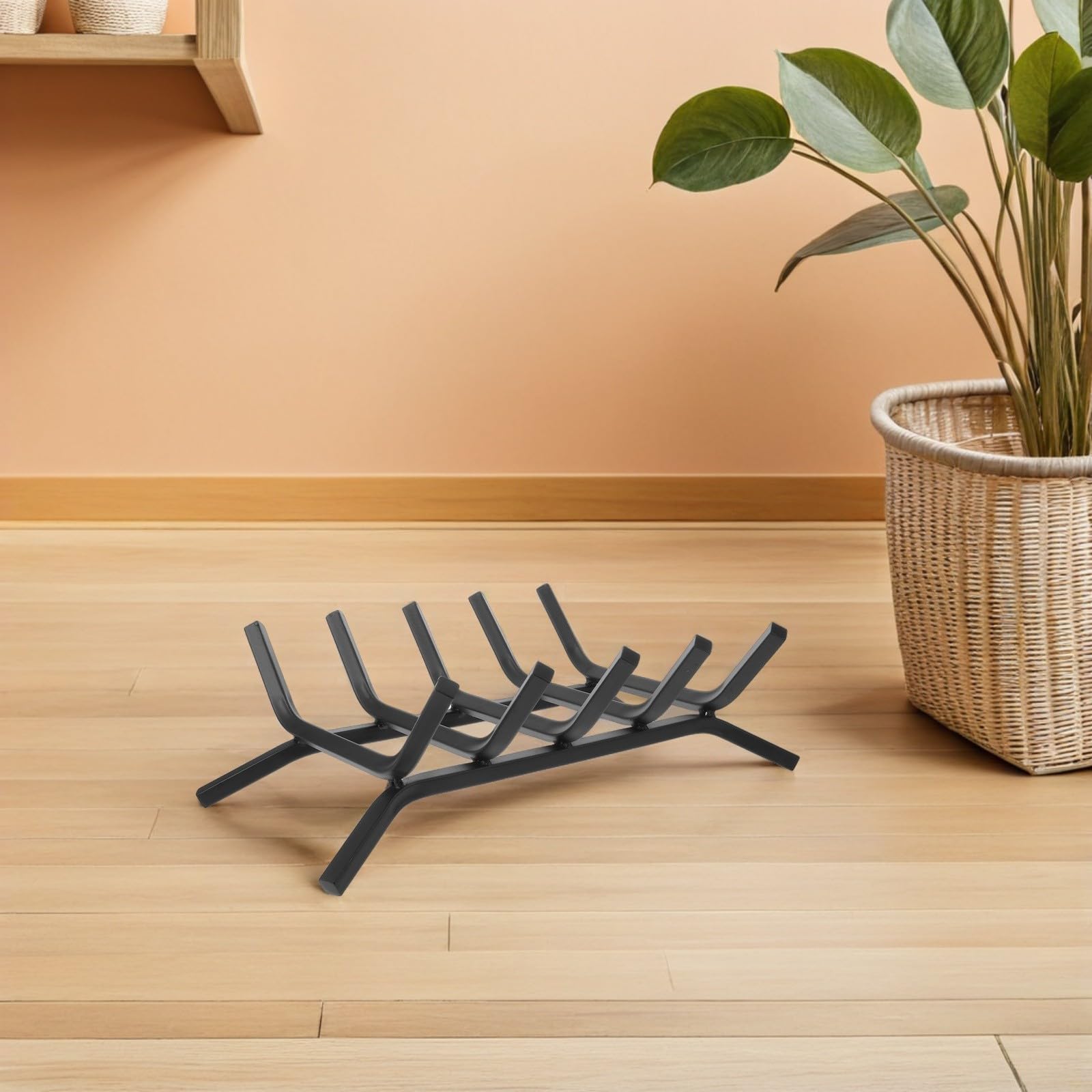 PRETYZOOM Soporte Metálico para Leña Resistente y Compacto, Adecuado para Almacenamiento de Madera en Interiores y Exteriores, para Chimenea y Camping