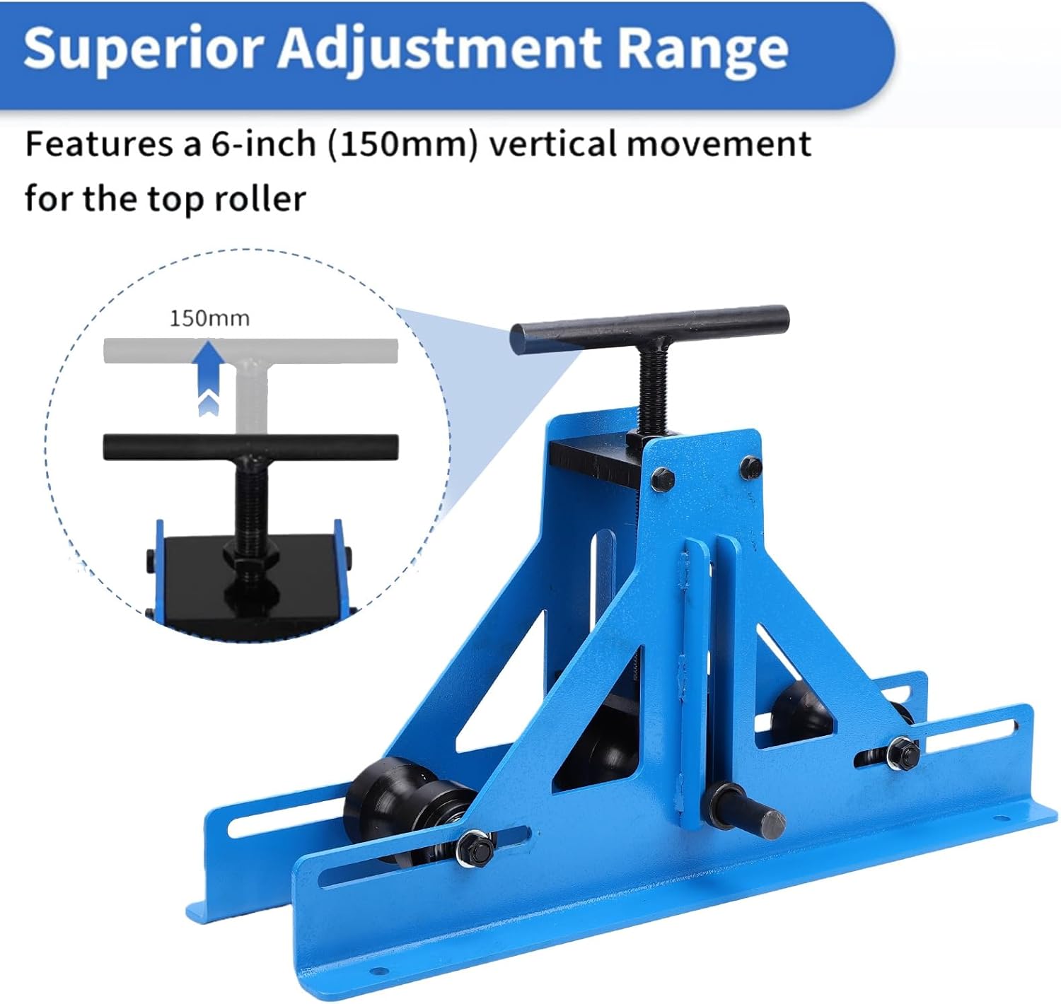 Manual Tube Roller, Simple Round Square Pipe Bender Rolling Machine Tube Roller Bender Angle Adjustment for Steel Copper Aluminum Metal Fabrication Profile Bending