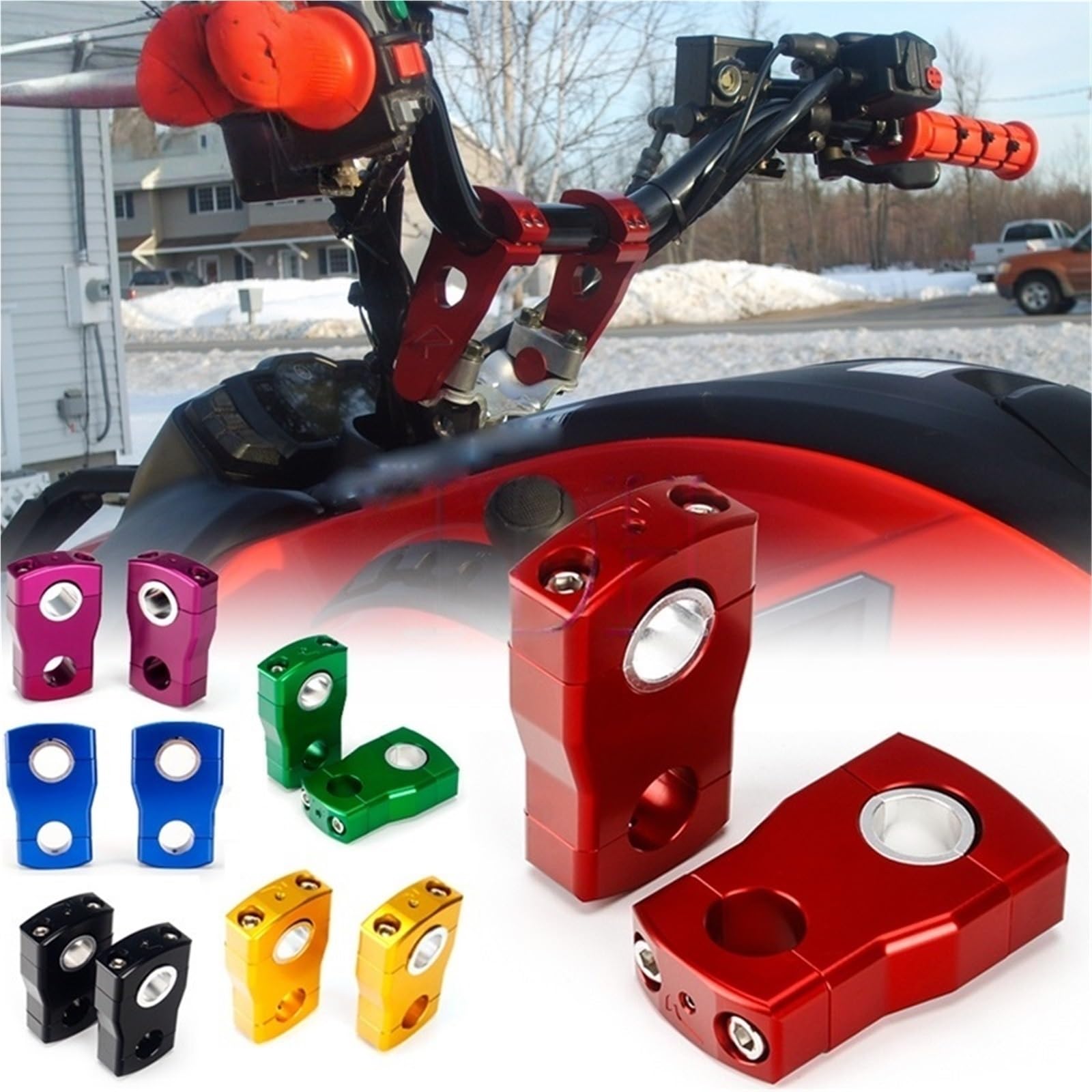 Podnośniki kierownicy Wysokość 2" Ski ATV UTV Quad 22mm 28mm Zacisk kierownicę Handlebar risers kit Motorcycle Bar Clamps(4 inch black)