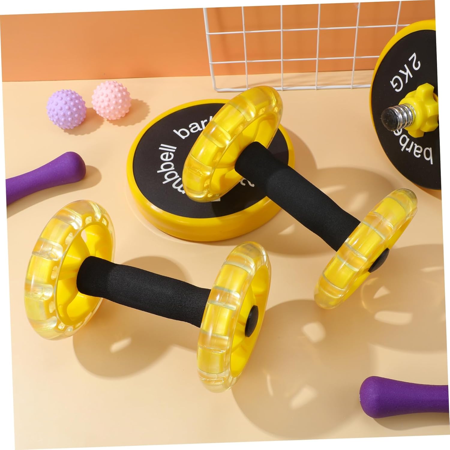 Alipis Dual-wheel Fitness Roller for Abdominal Strengthening and Tummy Shaping Non-slip Handles Lightweight Exercise Equipment for Men and Women Yellow