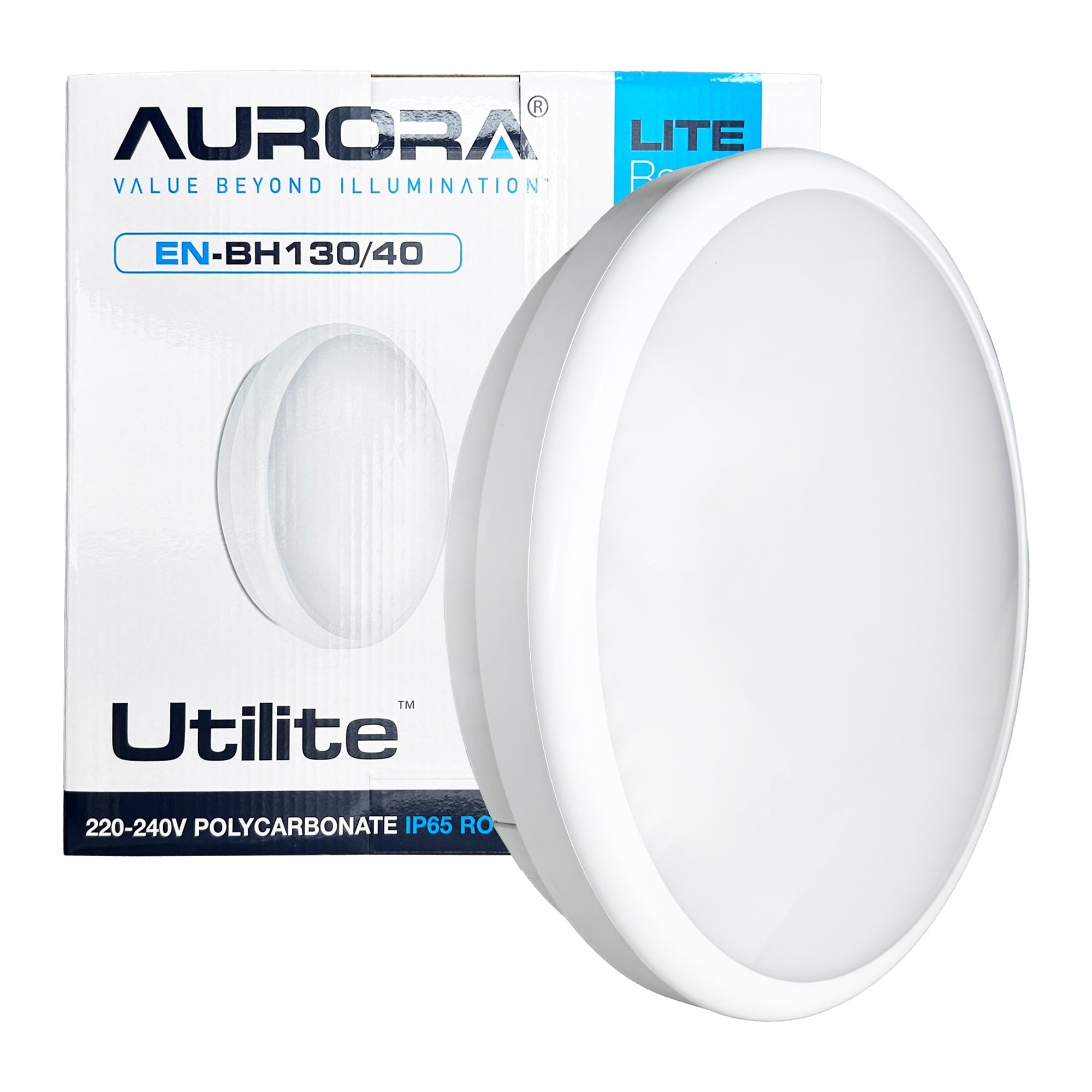 Aurora LED Wall & Ceiling Light 30W IP65 Waterproof Bulkhead 4000K 2800lm 300mm Round EN-BH130/40