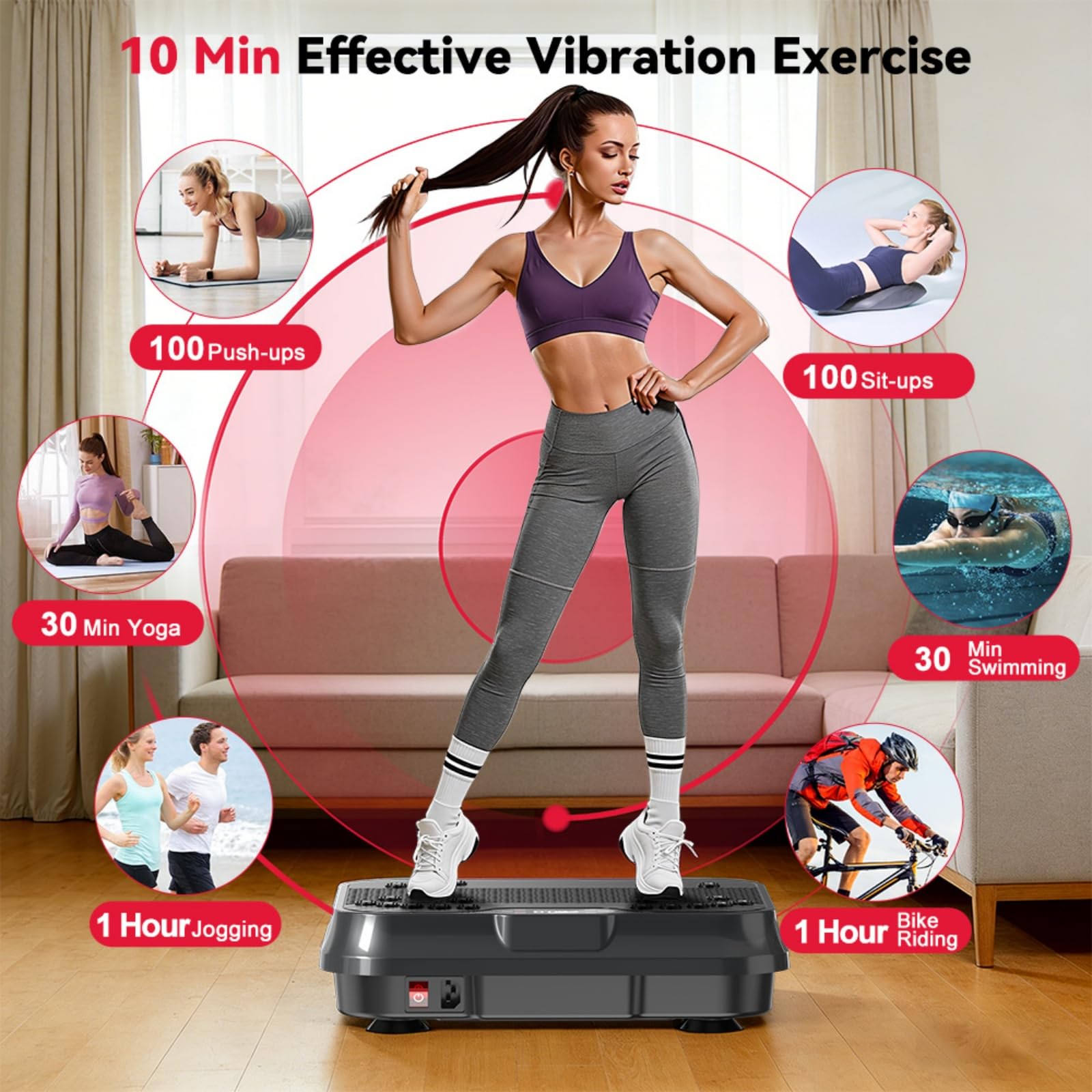 Plateforme de Vibration d'Entraînement 2026 avec Bandes de Résistance, 250 Vitesses Réglables
