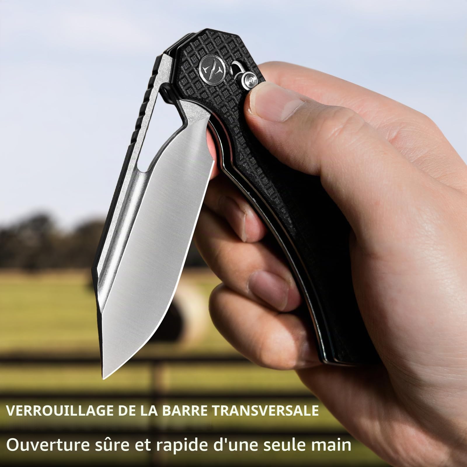 NedFoss COUGAR couteau pliant, 14C28N acier couteau survie, Longueur lame 8.7 cm, manche aluminium avec clip ceinture, mini couteau de poche