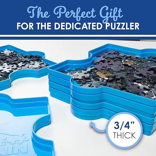 Miniatura 6 de White Mountain Bandejas apilables para clasificar rompecabezas 6 bandejas con forma de plástico, almacena hasta 1000 piezas de rompecabezas