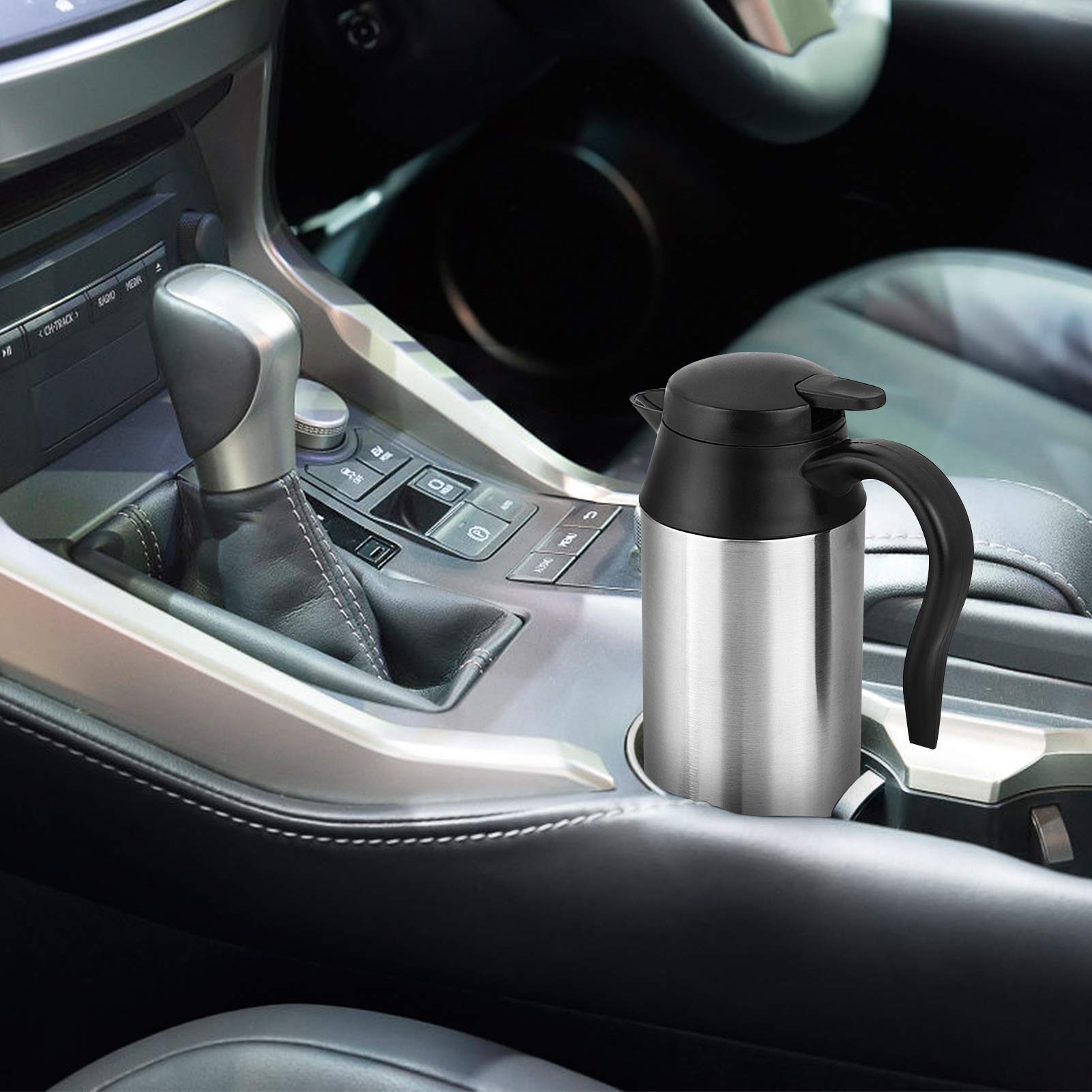Car Kettle Boiler, Electric Kettle, Tea Kettle, Portable Bottle Warmer, 750Ml 120W Stainless Steel For Travel Electric Car Travel Mug Car Coffee Cup Warmer with DC 12V Charger