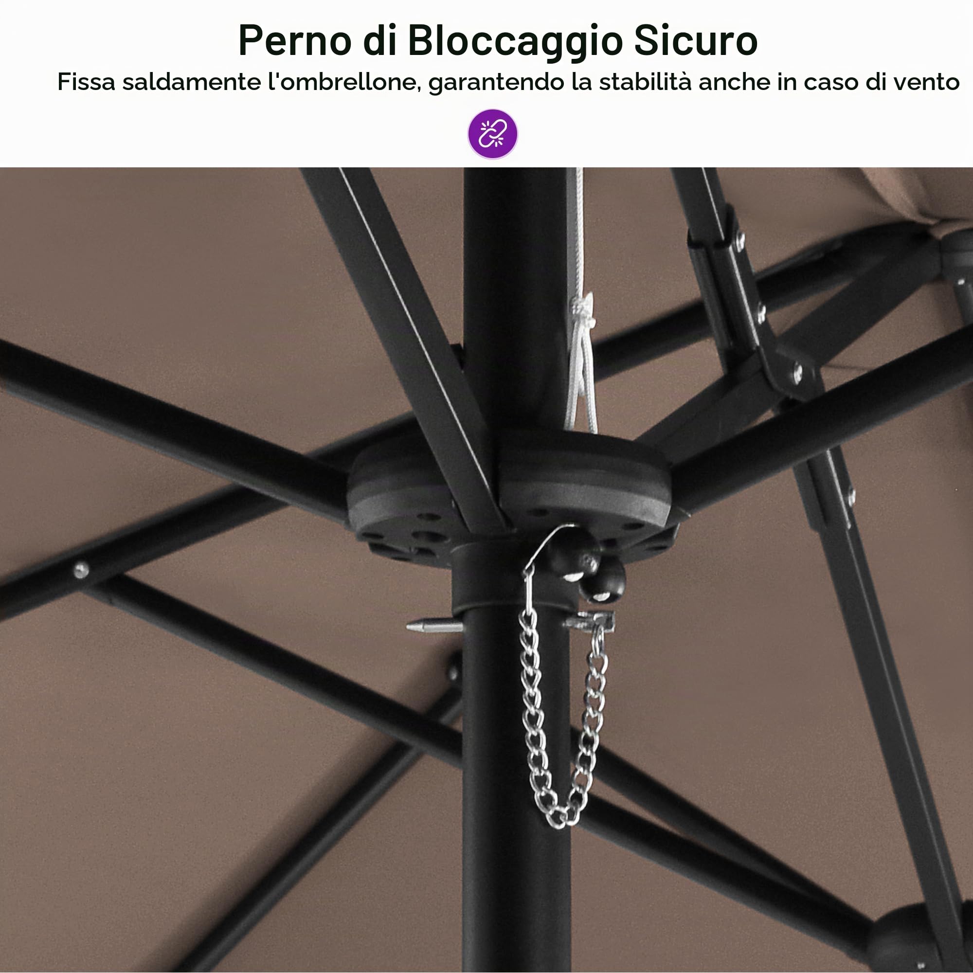 PURPLE LEAF Ombrellone da giardino con piedistallo, 4 x 2 x 2,4 m, colore: